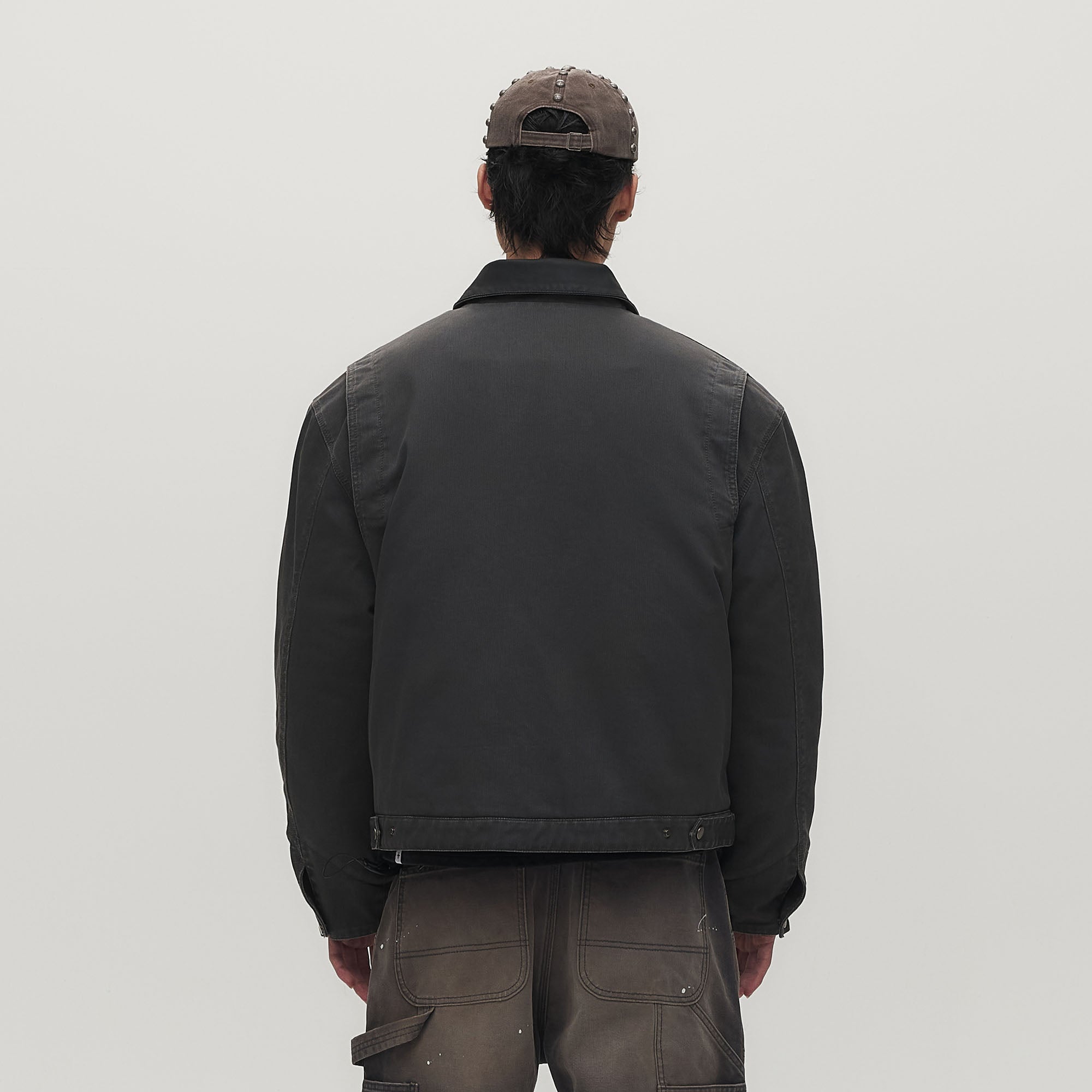 SAVAGEGROWTHWORLD Leather Collar Utility Puffer Jacket