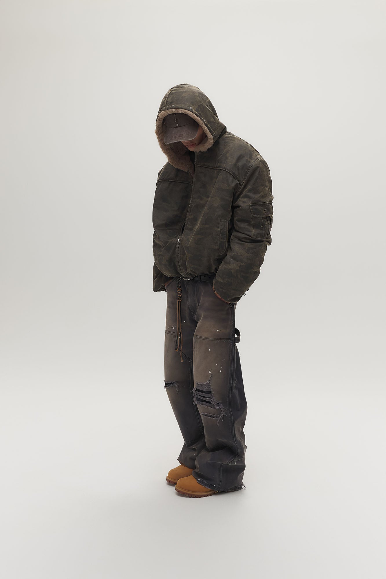 SAVAGEGROWTHWORLD Camo Faux Fur Lining Bomber Jacket
