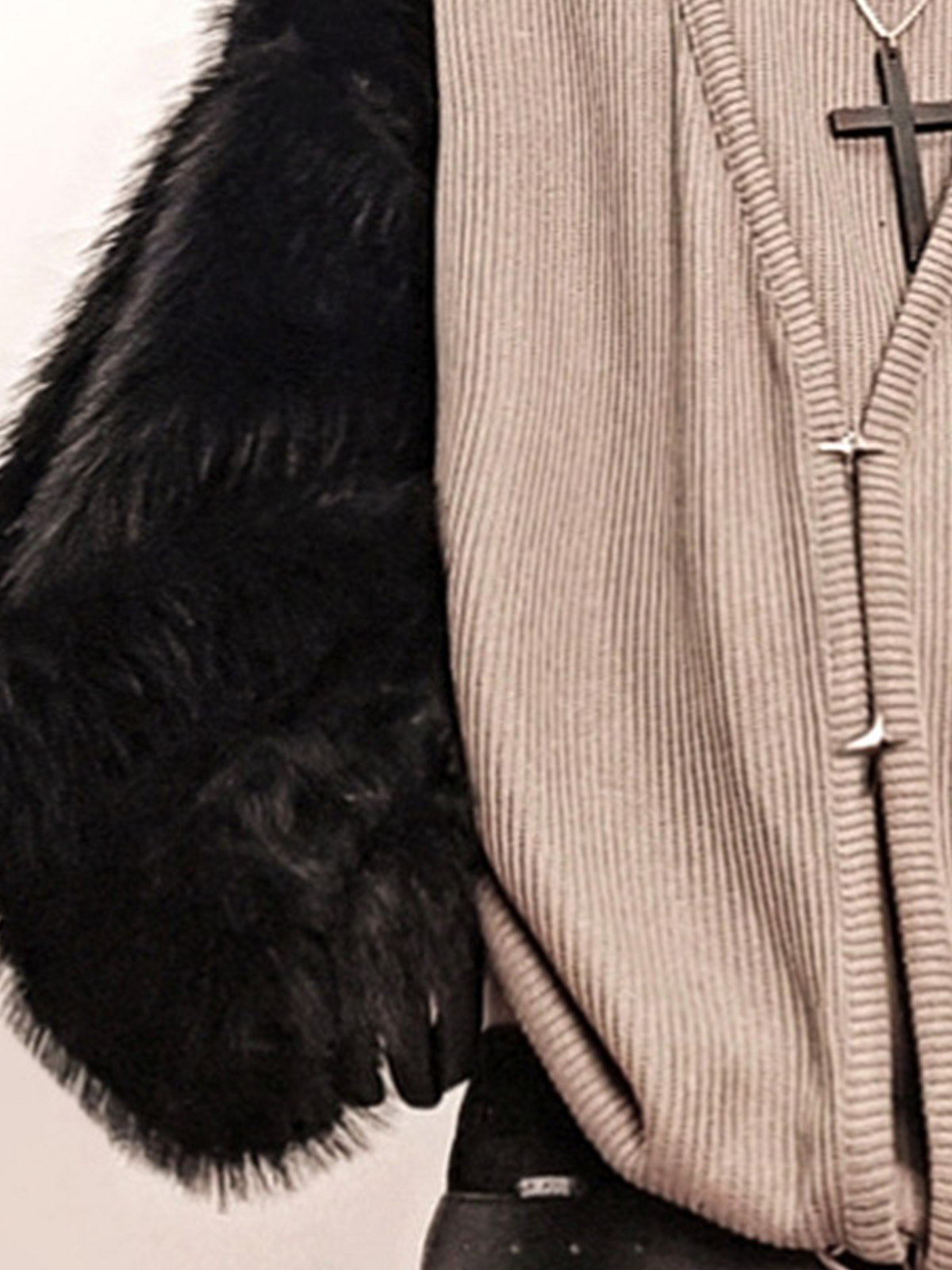 UUCSCC Faux Fur Spliced Turtleneck Sweater