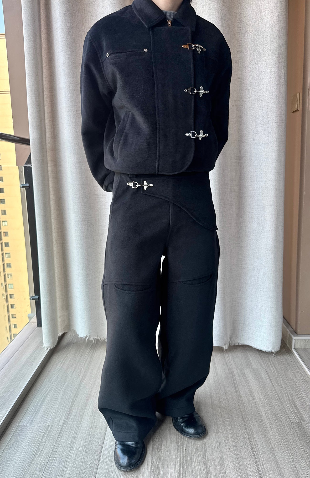 ESAIAS Harness-Lock Wool-Blend Wide-Leg Trousers