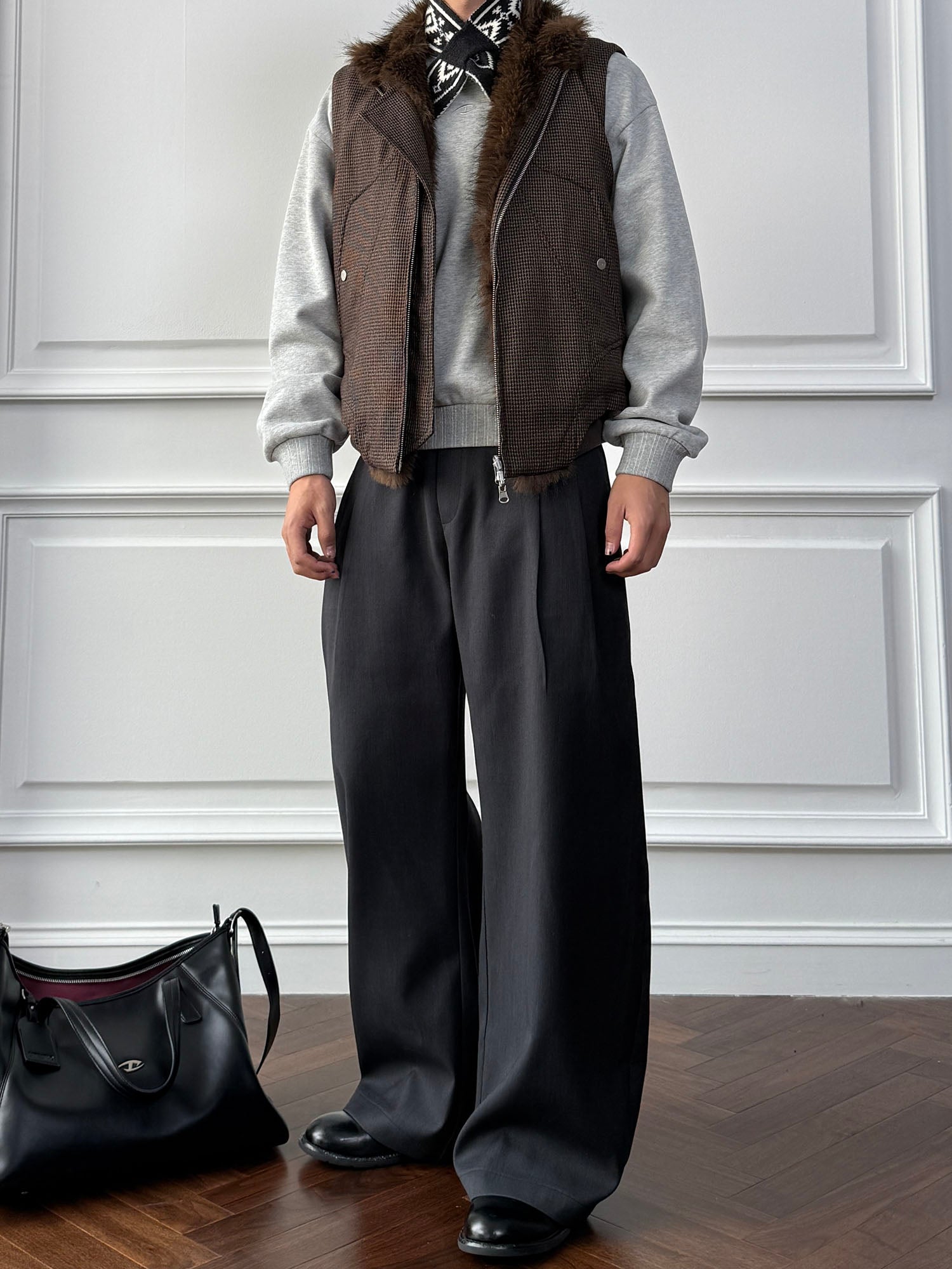 CATSSTAC Reversible Plaid Faux Fur Vest, premium urban and streetwear designers apparel on PROJECTISR.com, PROJECTISR US