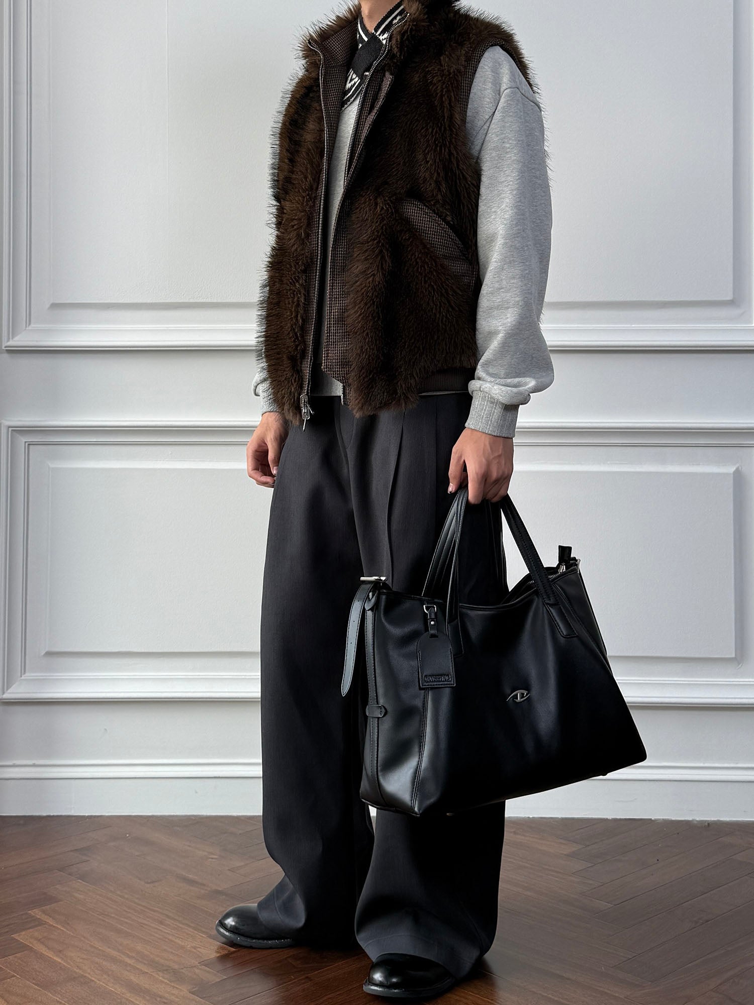 CATSSTAC Reversible Plaid Faux Fur Vest, premium urban and streetwear designers apparel on PROJECTISR.com, PROJECTISR US