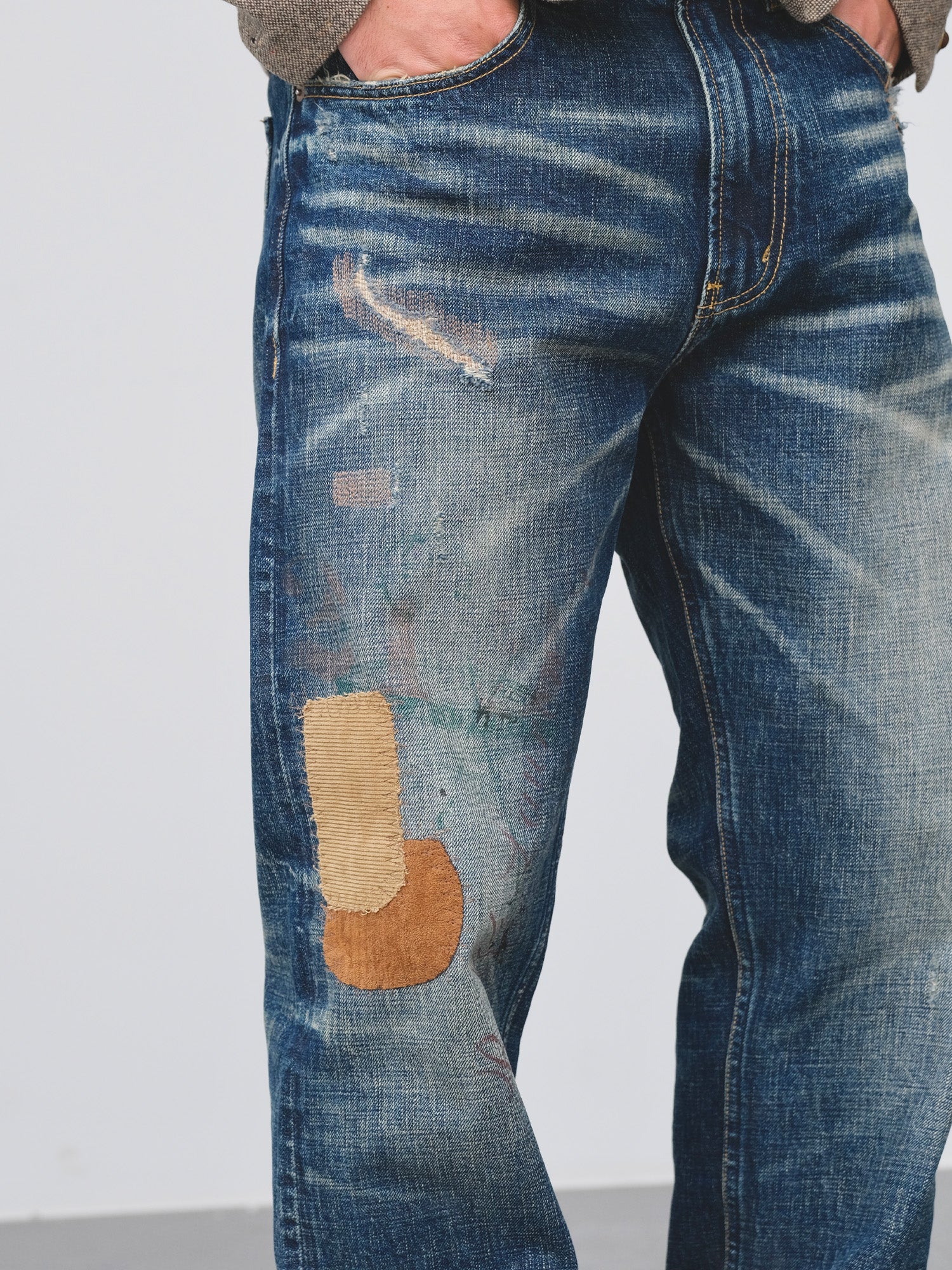 NEIGBORL Distressed Washed Patch Jeans, premium urban and streetwear designers apparel on PROJECTISR.com, NEIGBORL