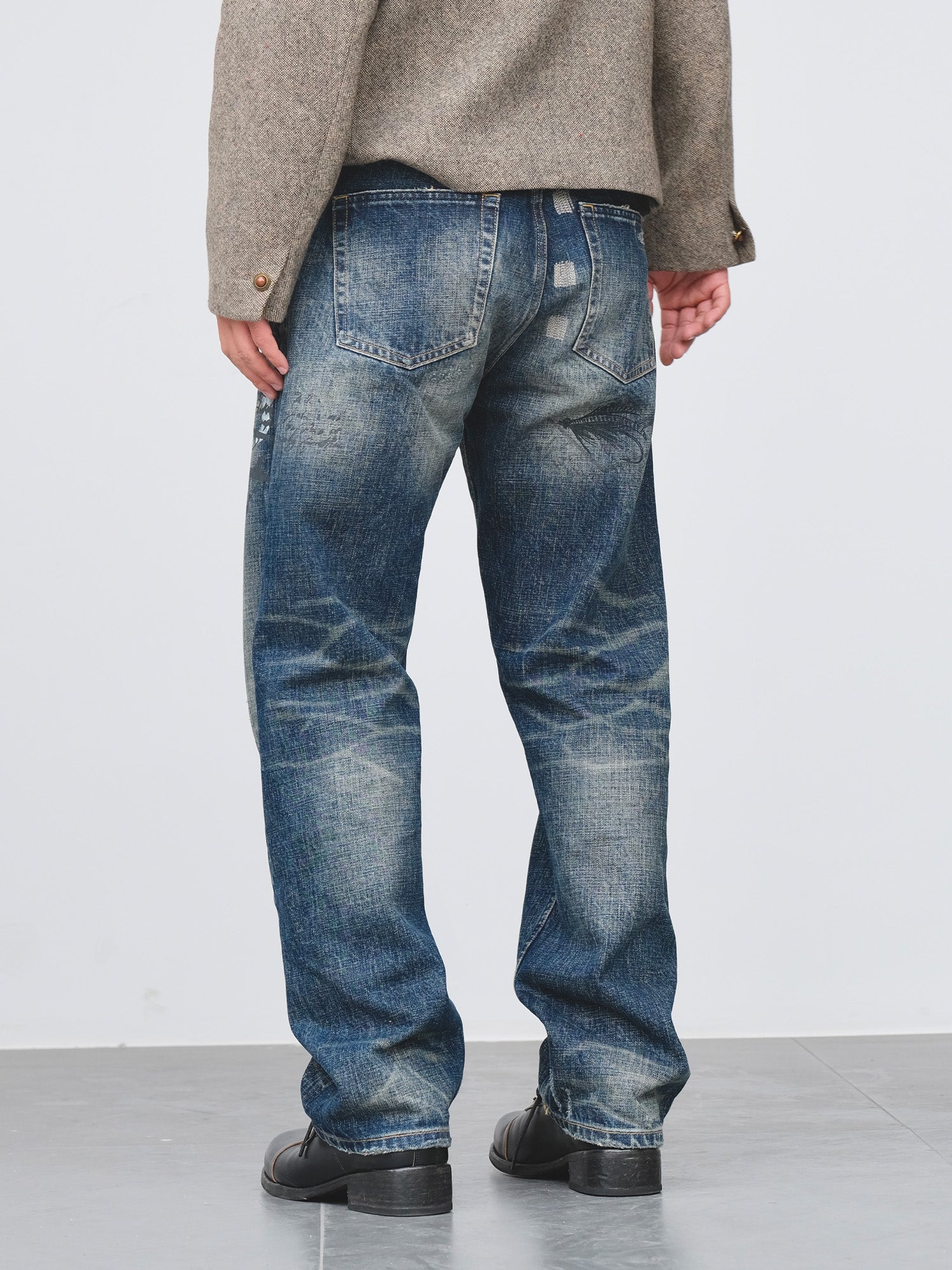 NEIGBORL Distressed Washed Patch Jeans, premium urban and streetwear designers apparel on PROJECTISR.com, NEIGBORL