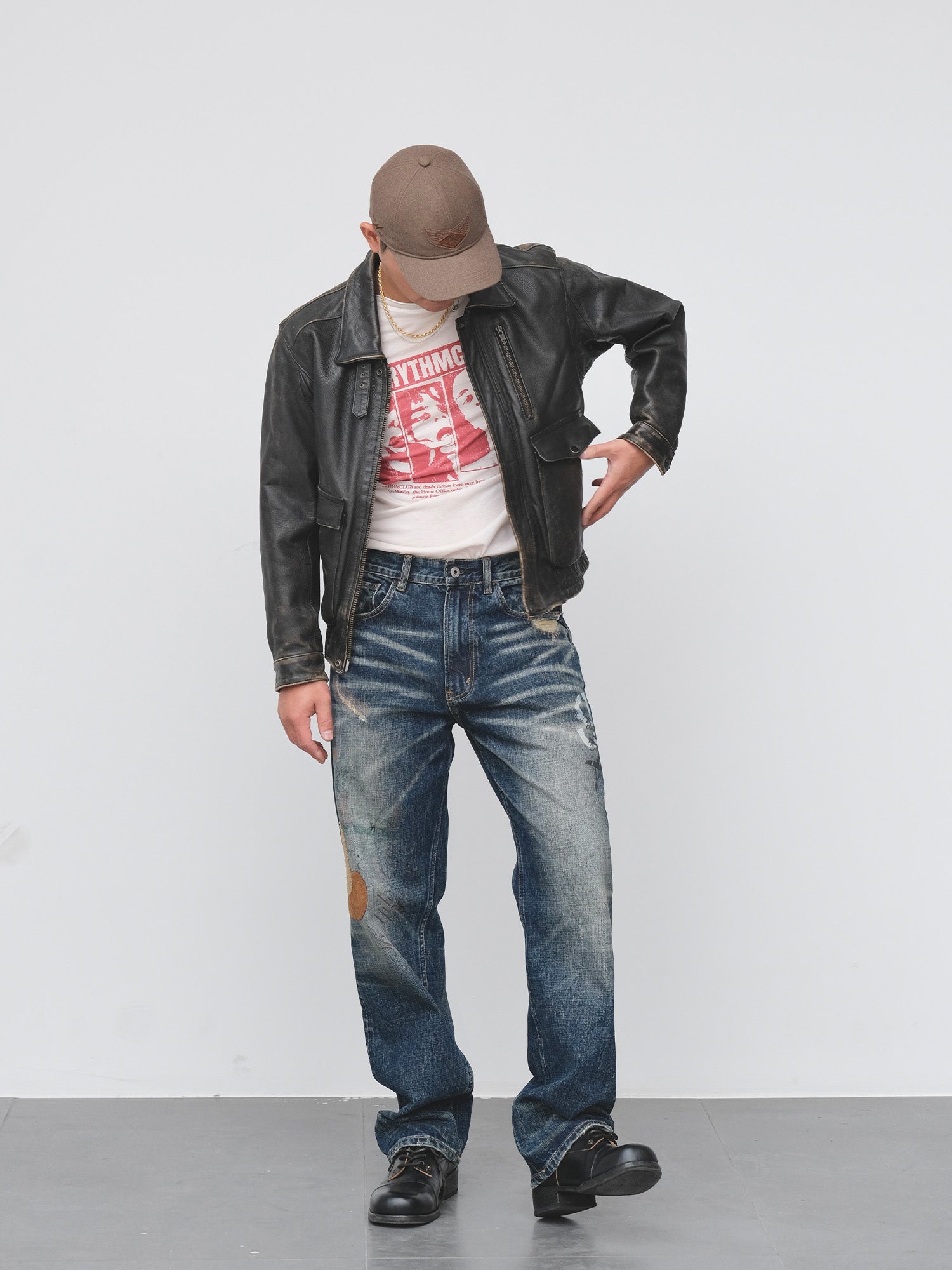 NEIGBORL Distressed Washed Patch Jeans, premium urban and streetwear designers apparel on PROJECTISR.com, NEIGBORL