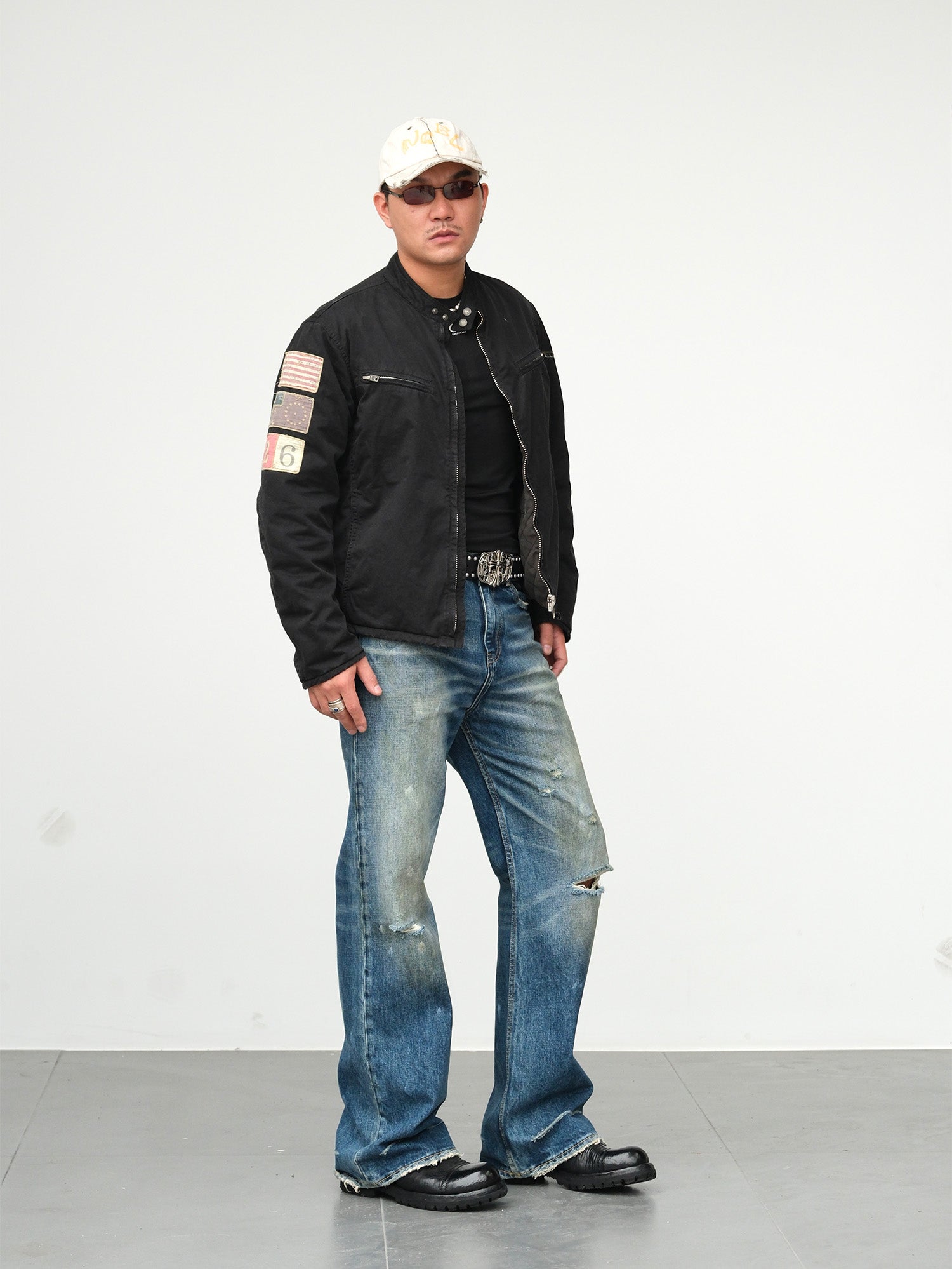 NEIGBORL Distressed Washed Patch Jeans, premium urban and streetwear designers apparel on PROJECTISR.com, NEIGBORL