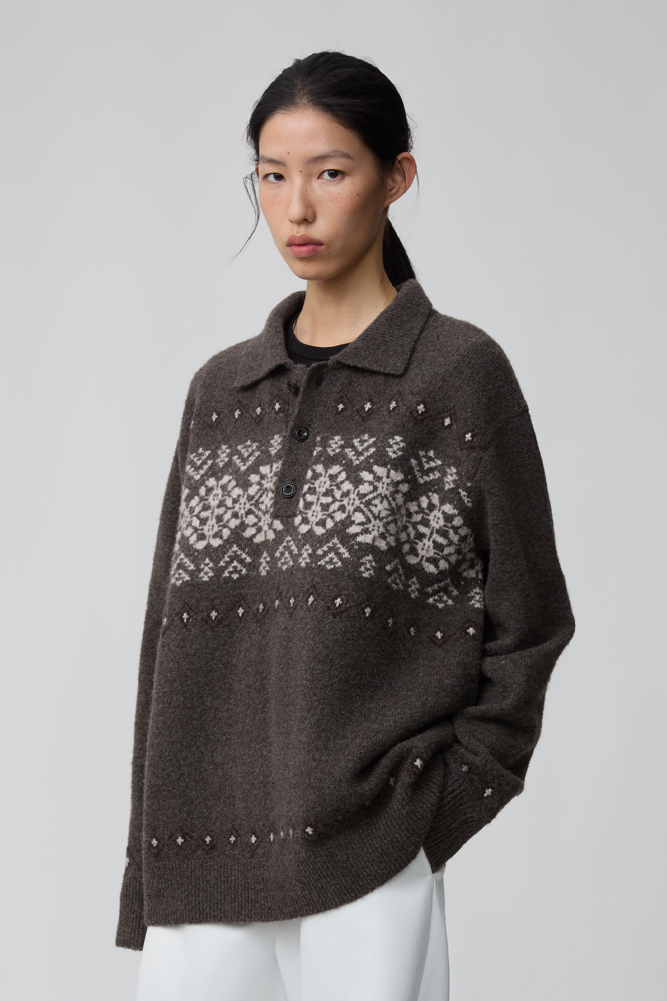 OPICLOTH Fair Isle Knit Polo Sweater, premium urban and streetwear designers apparel on PROJECTISR.com, OPICLOTH