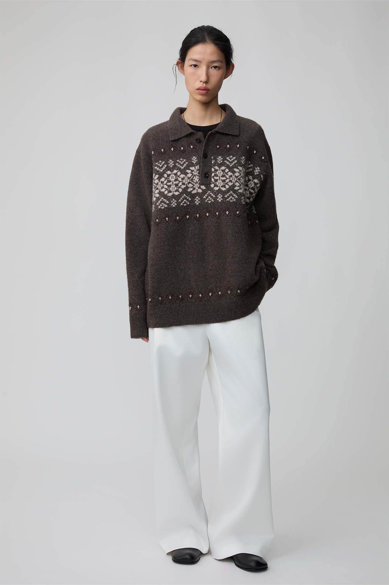 OPICLOTH Fair Isle Knit Polo Sweater, premium urban and streetwear designers apparel on PROJECTISR.com, OPICLOTH