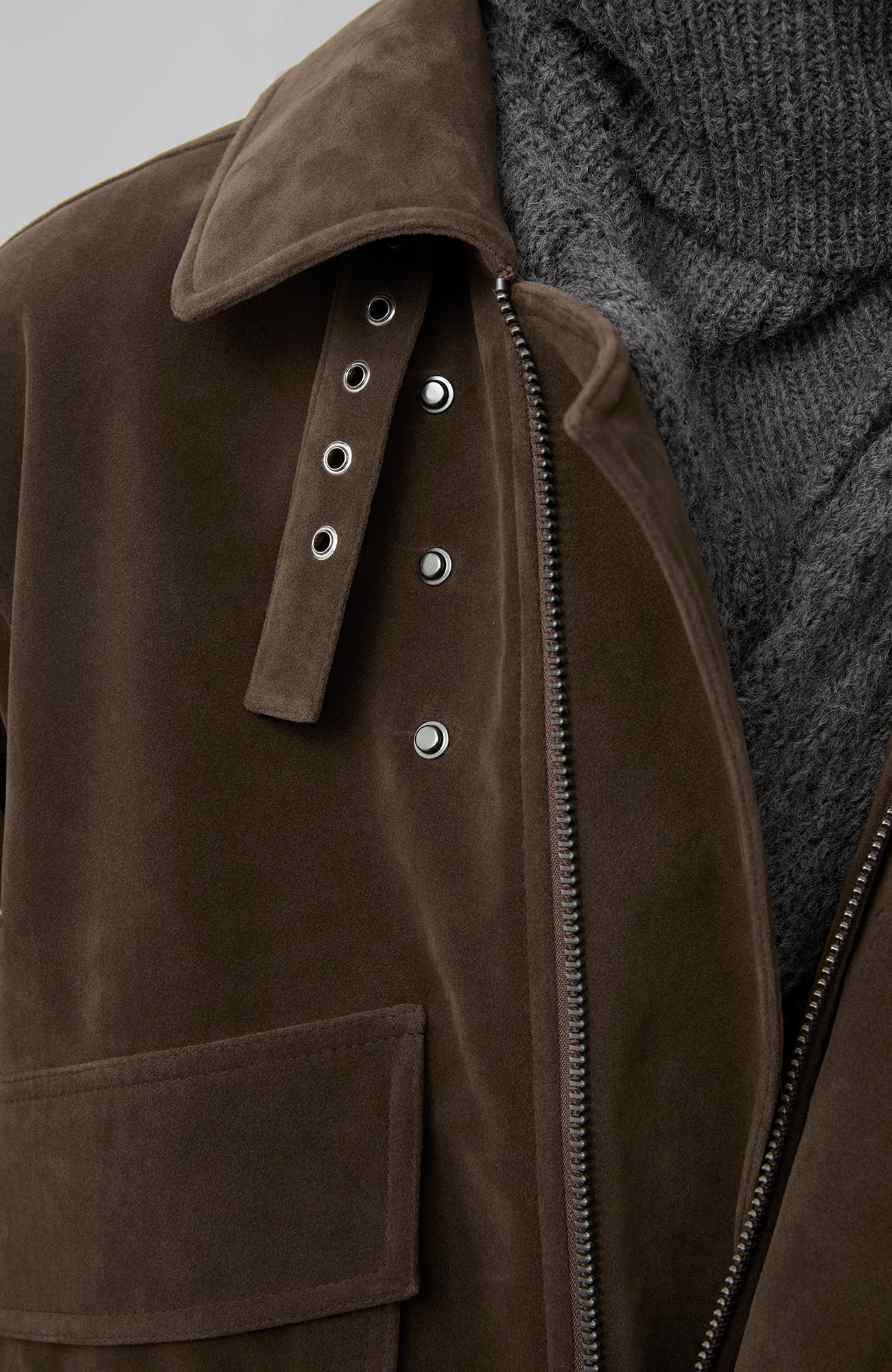 OPICLOTH Suede Dual Zip Quilted Jacket