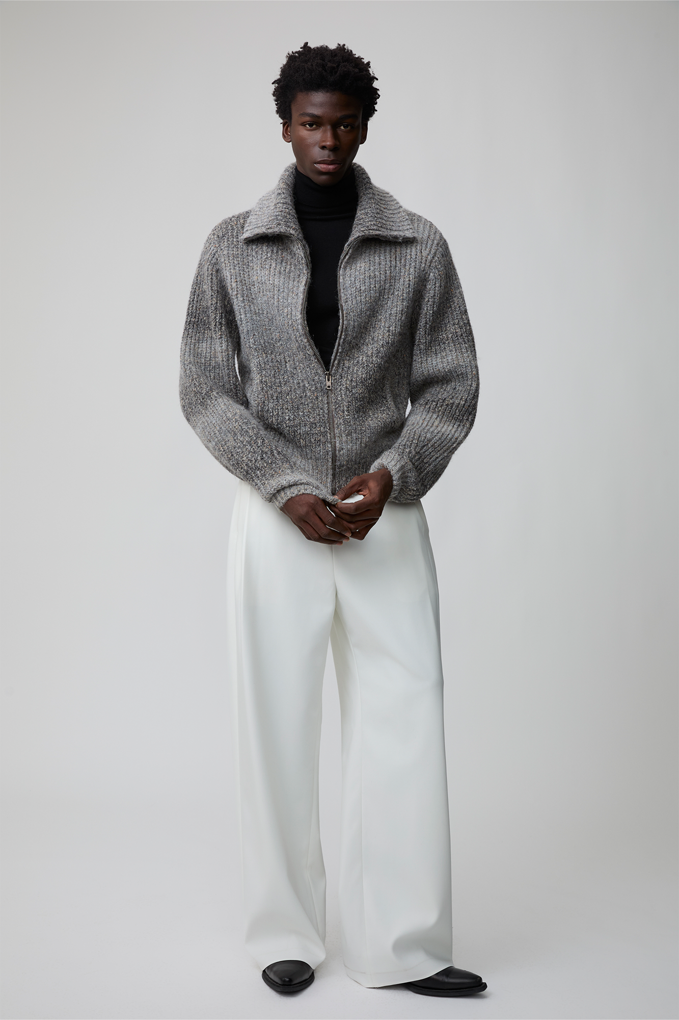 OPICLOTH Gradient Oversized Knit Zip-Up Cardigan