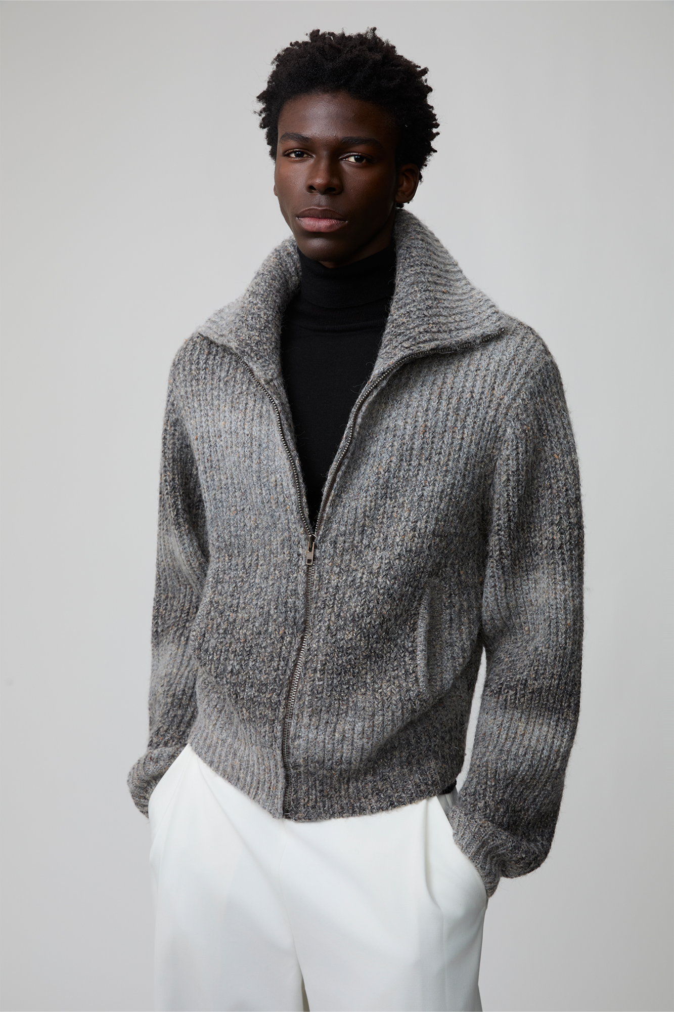 OPICLOTH Gradient Oversized Knit Zip-Up Cardigan, premium urban and streetwear designers apparel on PROJECTISR.com, OPICLOTH