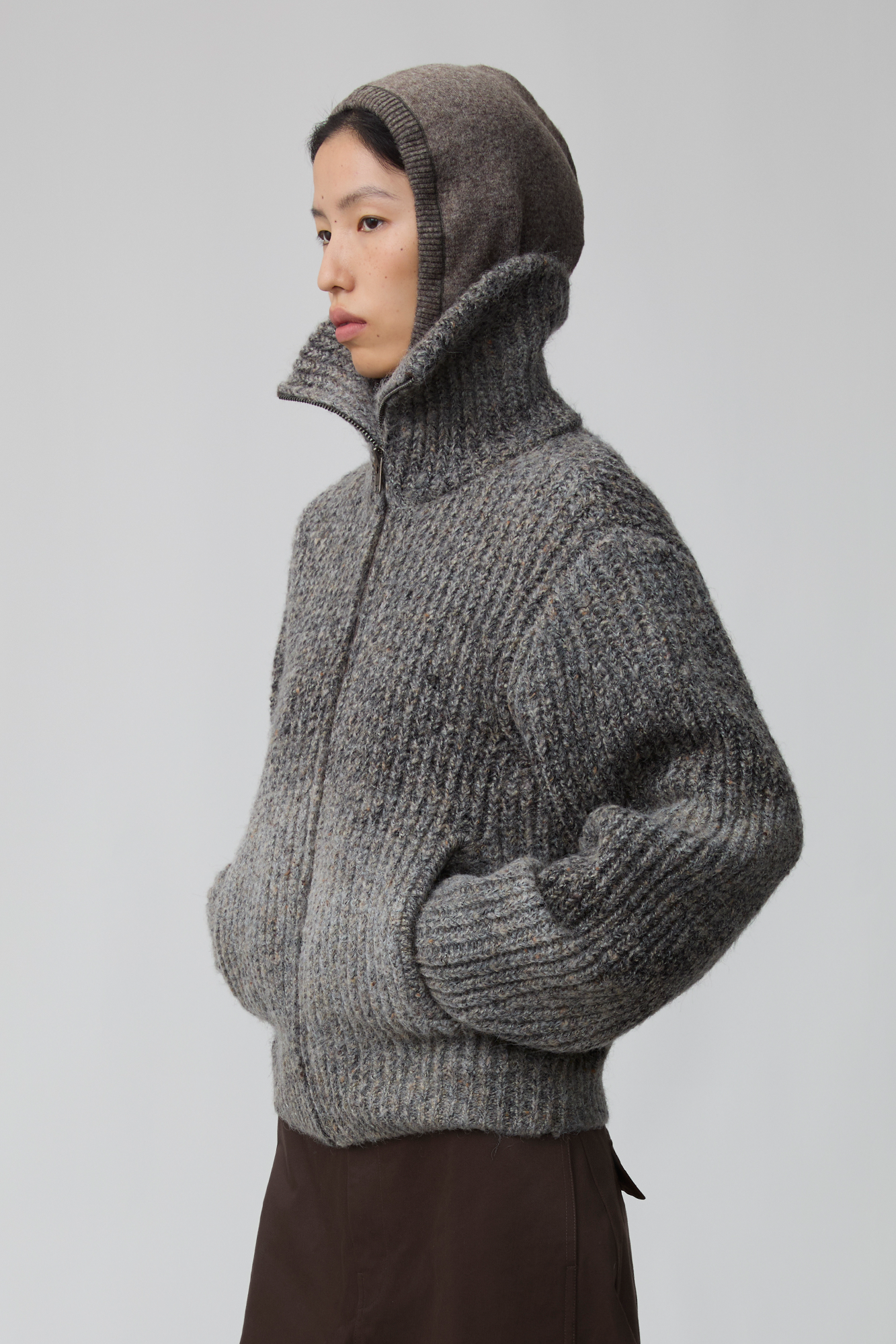 OPICLOTH Gradient Oversized Knit Zip-Up Cardigan