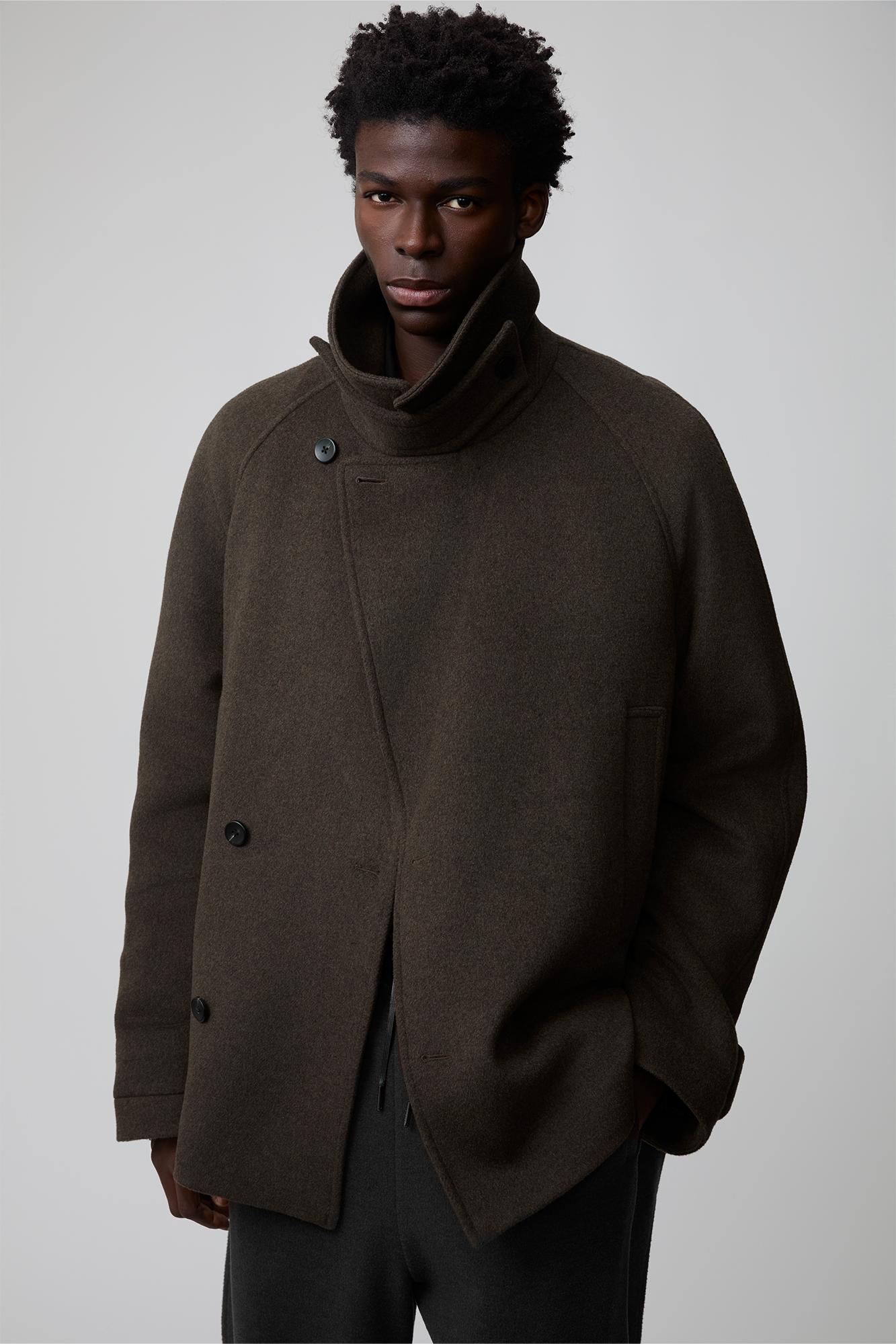 OPICLOTH Double-Breasted Belted Wool-Blend Coat, premium urban and streetwear designers apparel on PROJECTISR.com, OPICLOTH