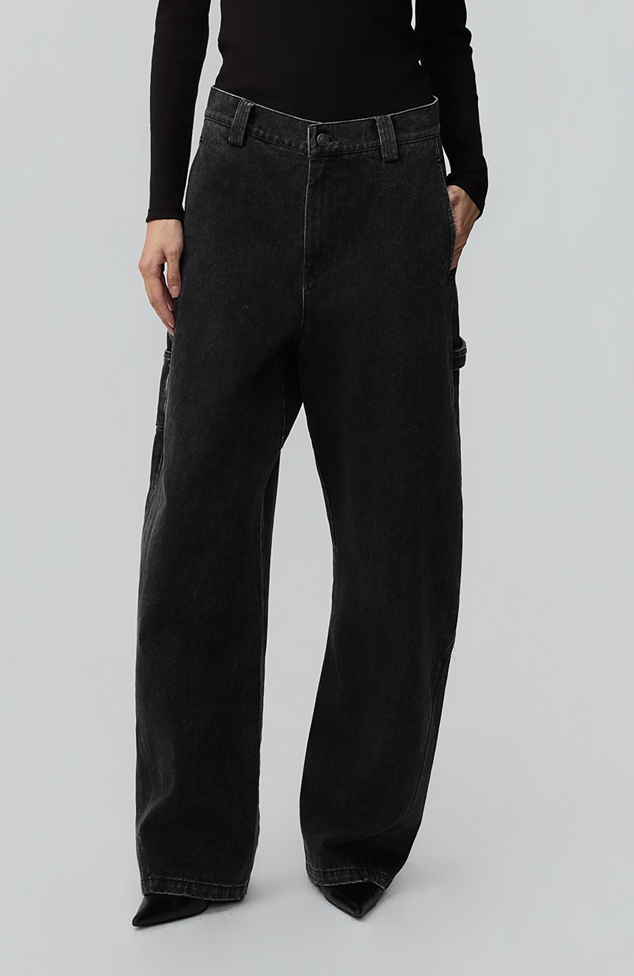 OPICLOTH Classic Washed Panel Straight-Leg Jeans