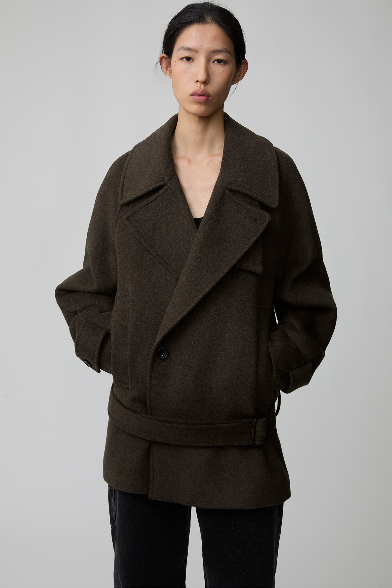 OPICLOTH Double-Breasted Belted Wool-Blend Coat, premium urban and streetwear designers apparel on PROJECTISR.com, OPICLOTH