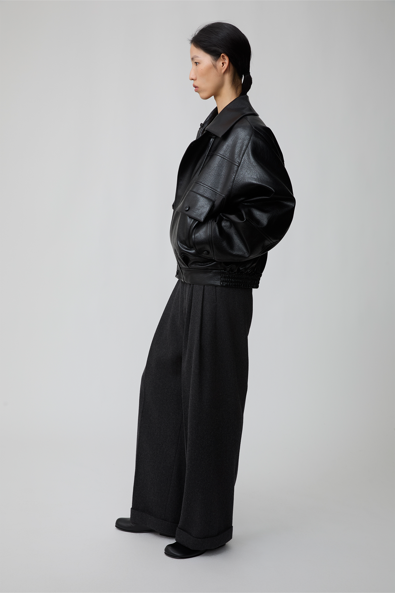 OPICLPOTH Wool-Blend Pleated Barrel Trousers, premium urban and streetwear designers apparel on PROJECTISR.com, OPICLOTH