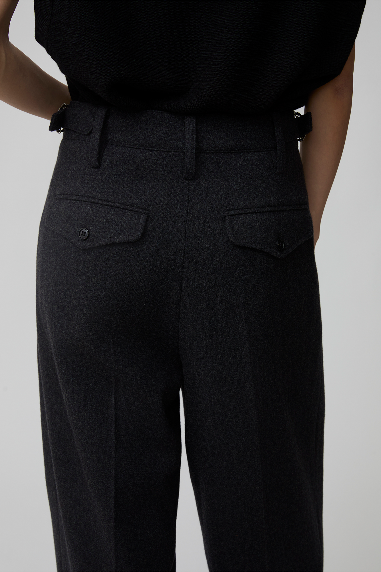 OPICLPOTH Wool-Blend Pleated Barrel Trousers, premium urban and streetwear designers apparel on PROJECTISR.com, OPICLOTH