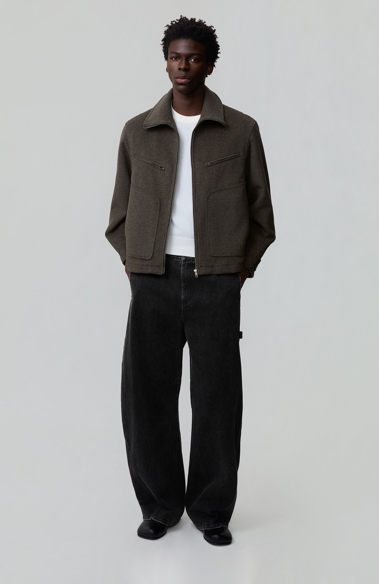 OPICLOTH Classic Washed Panel Straight-Leg Jeans