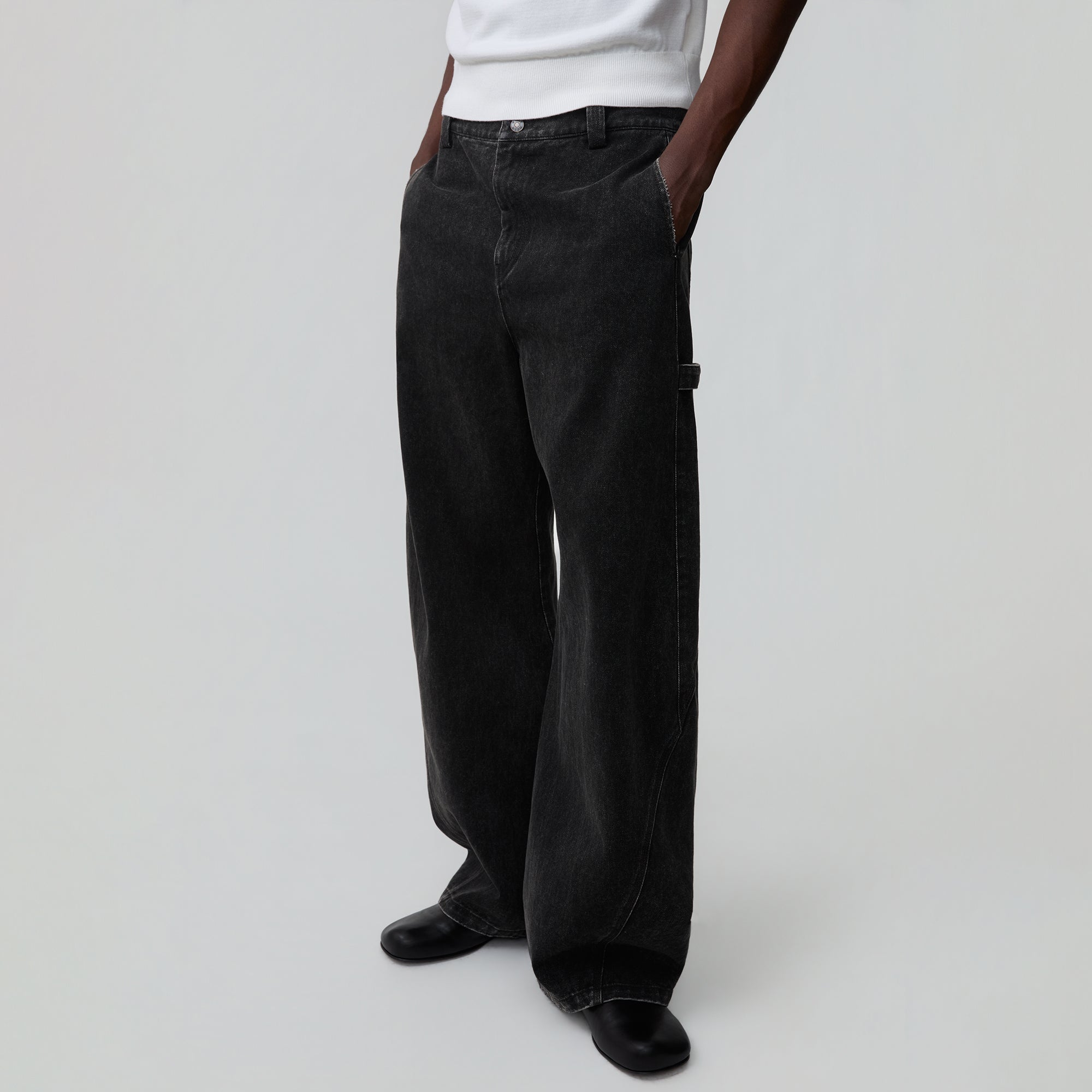 OPICLOTH Classic Washed Panel Straight-Leg Jeans