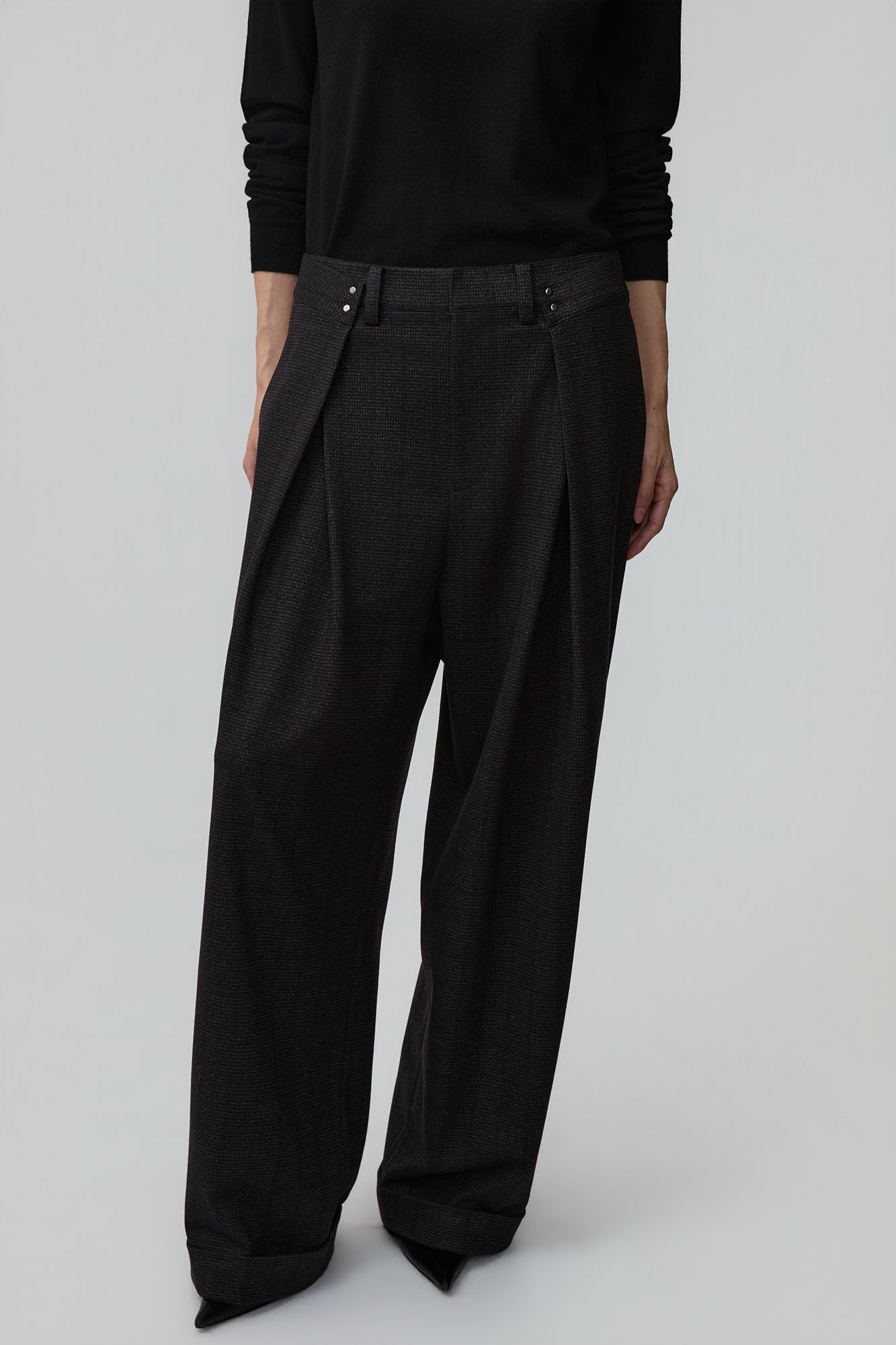 OPICLOTH Double-Pleated Mini-Check Trousers, premium urban and streetwear designers apparel on PROJECTISR.com, OPICLOTH