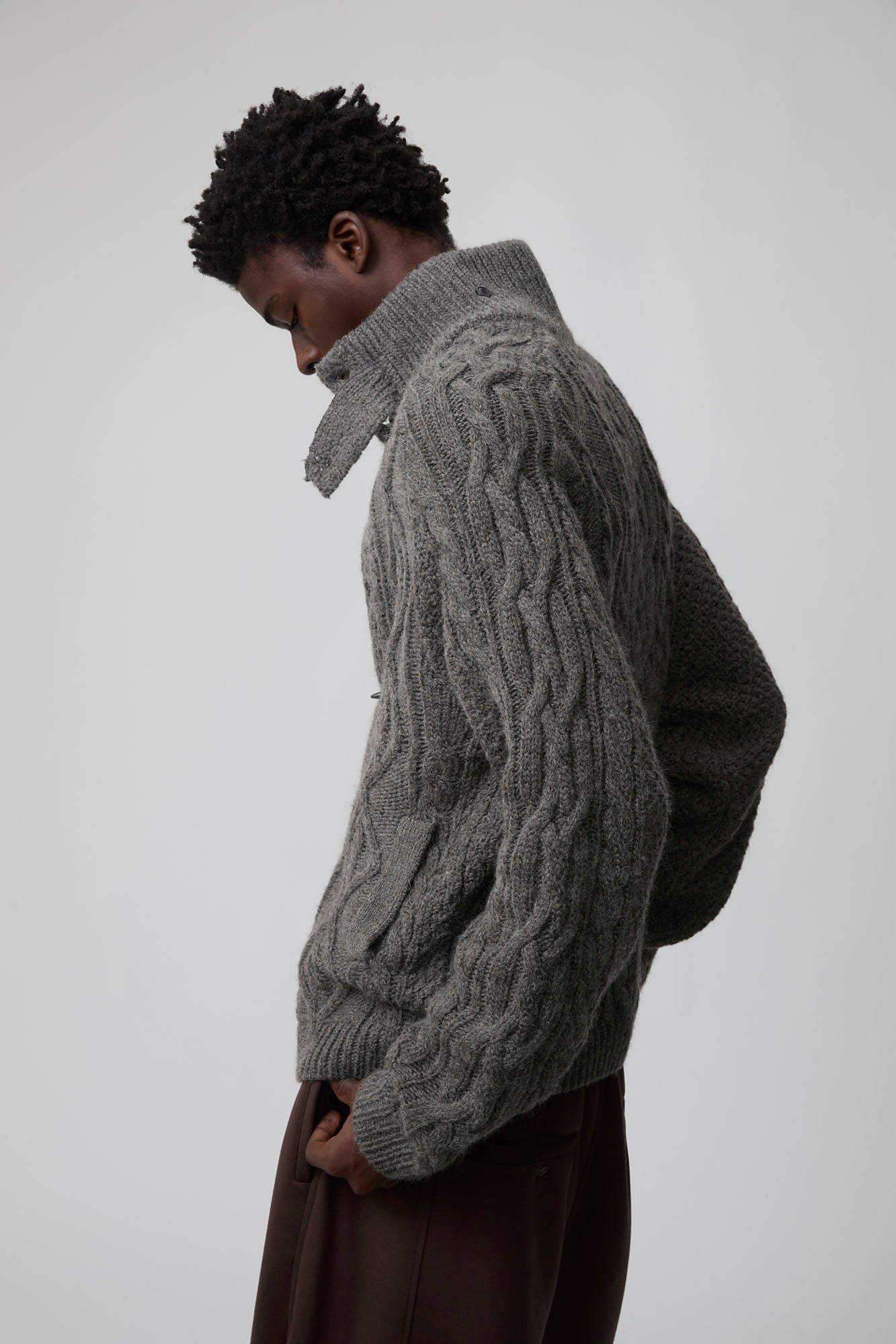 OPICLOTH Cable-Knit Wool-Blend Cardigan, premium urban and streetwear designers apparel on PROJECTISR.com, OPICLOTH