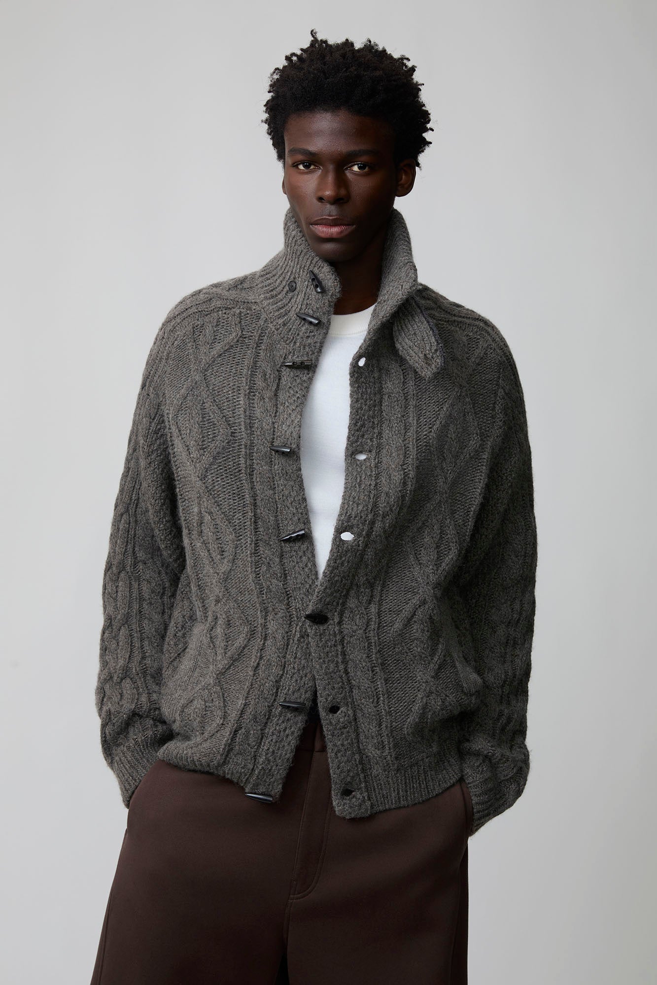 OPICLOTH Cable-Knit Wool-Blend Cardigan, premium urban and streetwear designers apparel on PROJECTISR.com, OPICLOTH