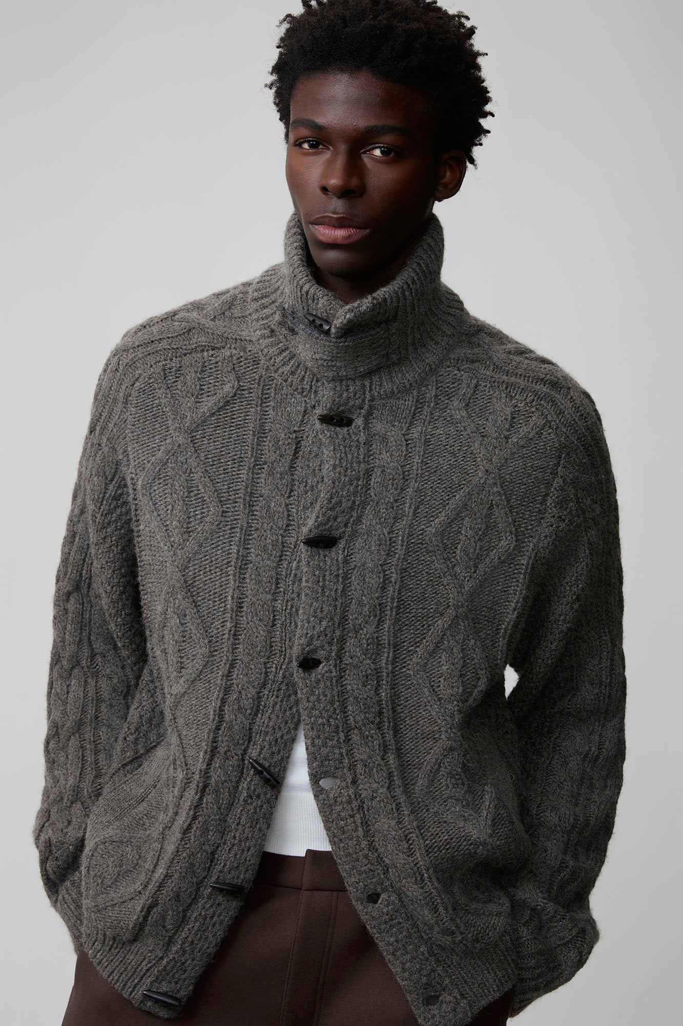 OPICLOTH Cable-Knit Wool-Blend Cardigan, premium urban and streetwear designers apparel on PROJECTISR.com, OPICLOTH