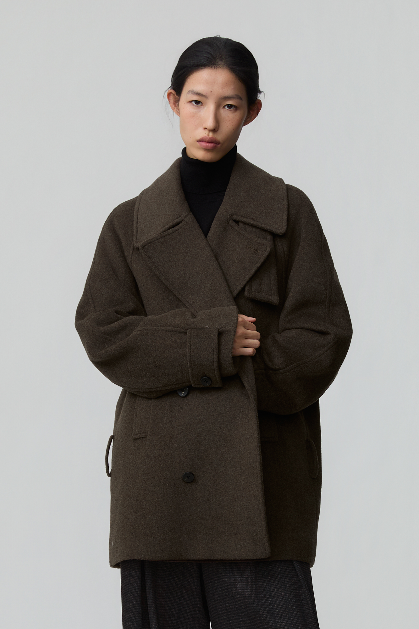 OPICLOTH Double-Breasted Belted Wool-Blend Coat, premium urban and streetwear designers apparel on PROJECTISR.com, OPICLOTH