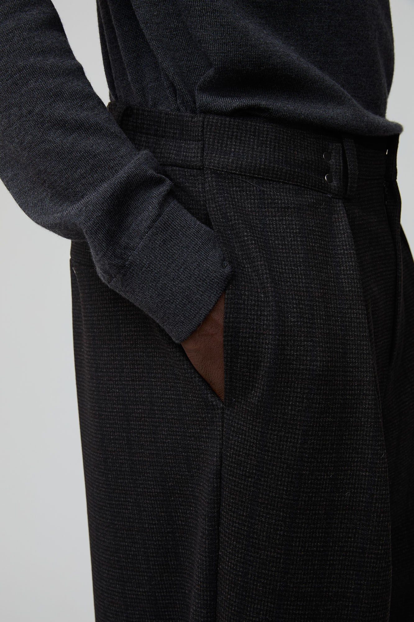 OPICLOTH Double-Pleated Mini-Check Trousers, premium urban and streetwear designers apparel on PROJECTISR.com, OPICLOTH