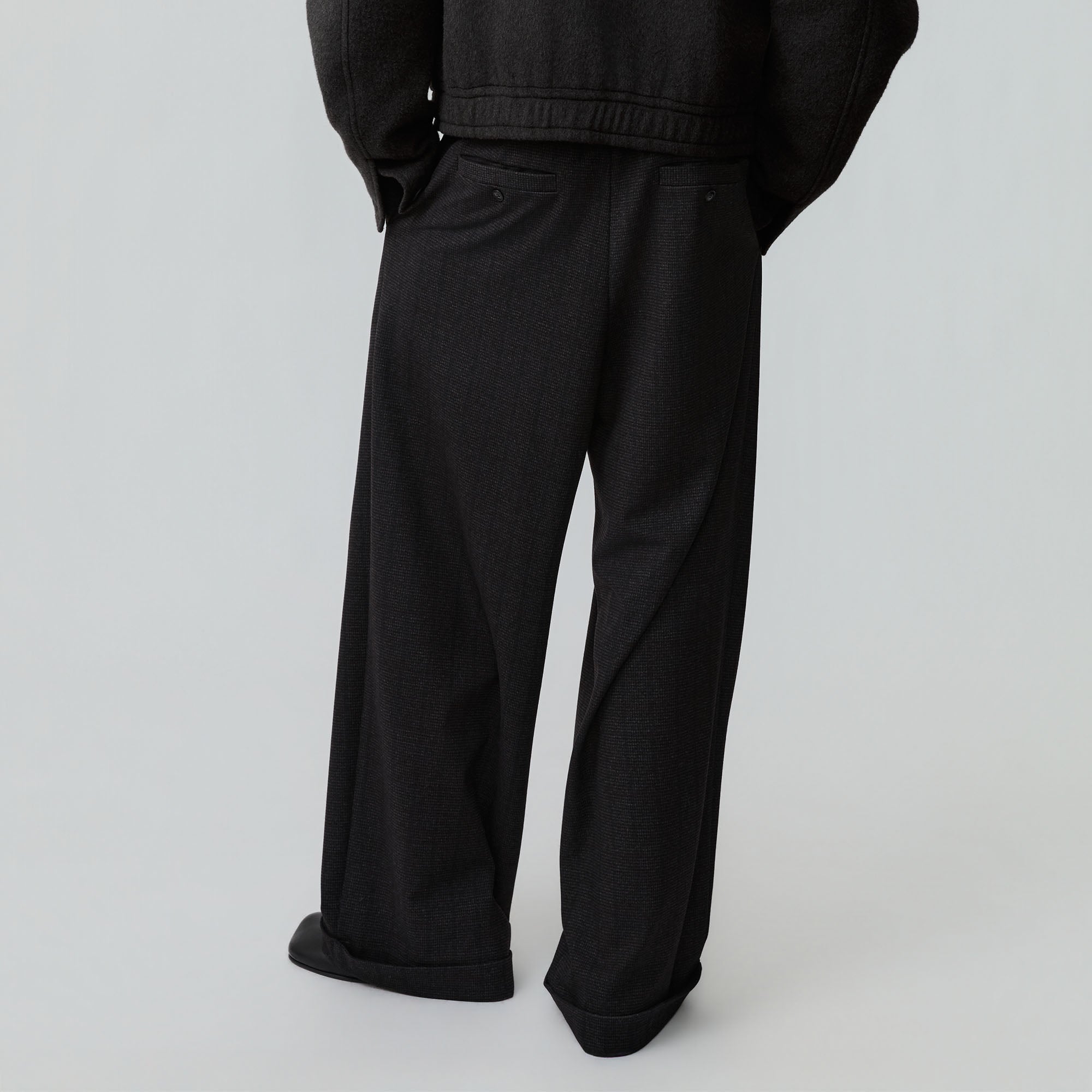 OPICLOTH Double-Pleated Mini-Check Trousers, premium urban and streetwear designers apparel on PROJECTISR.com, OPICLOTH