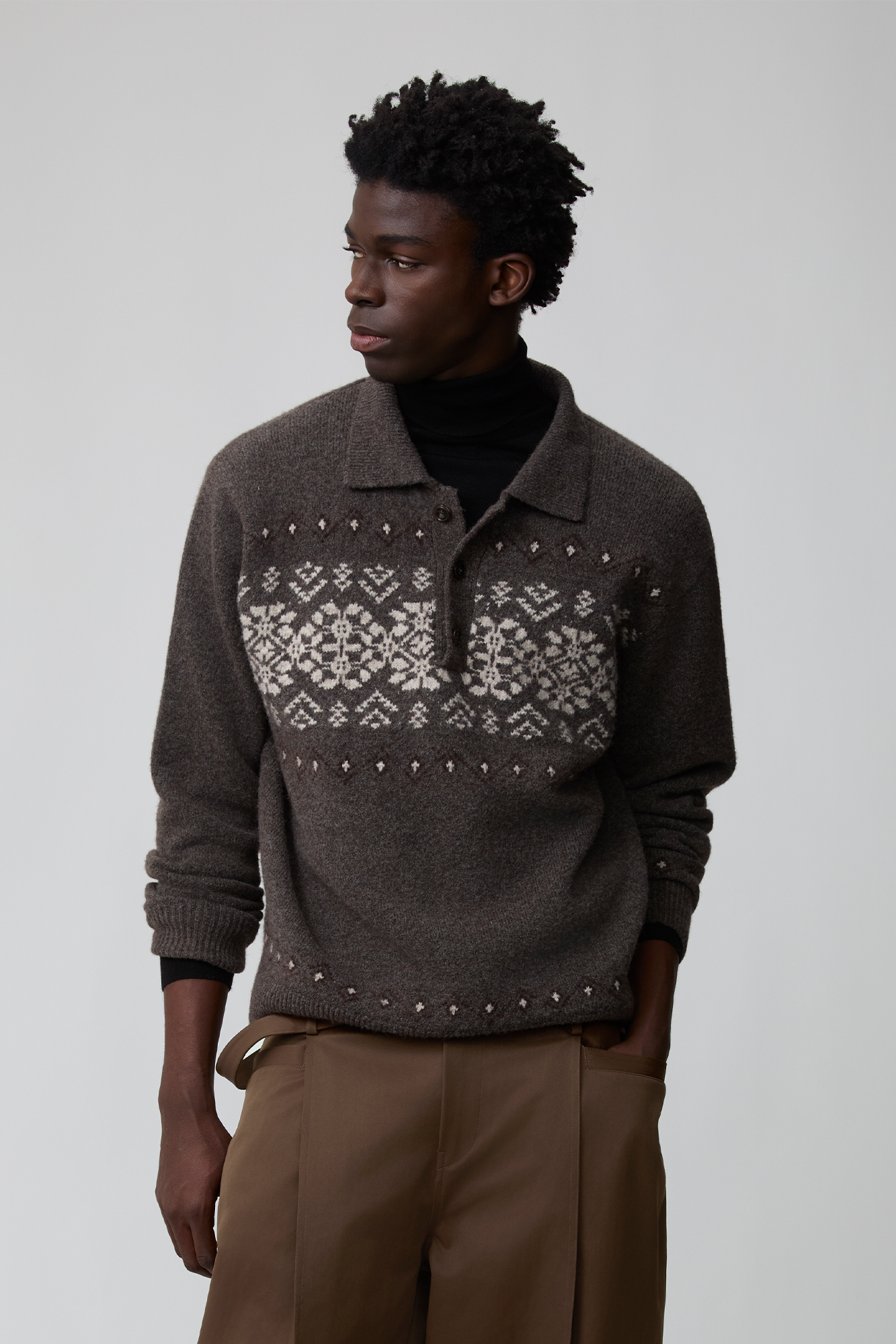 OPICLOTH Fair Isle Knit Polo Sweater, premium urban and streetwear designers apparel on PROJECTISR.com, OPICLOTH