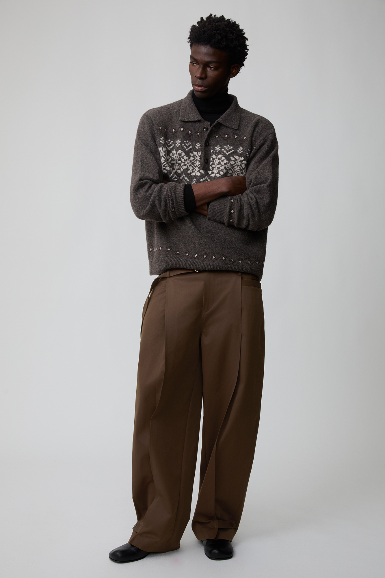 OPICLOTH Fair Isle Knit Polo Sweater, premium urban and streetwear designers apparel on PROJECTISR.com, OPICLOTH