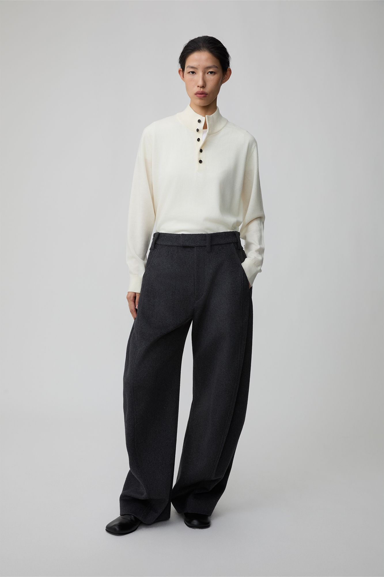 OPICLOTH Essential Wool-Blend Barrel Pants, premium urban and streetwear designers apparel on PROJECTISR.com, OPICLOTH