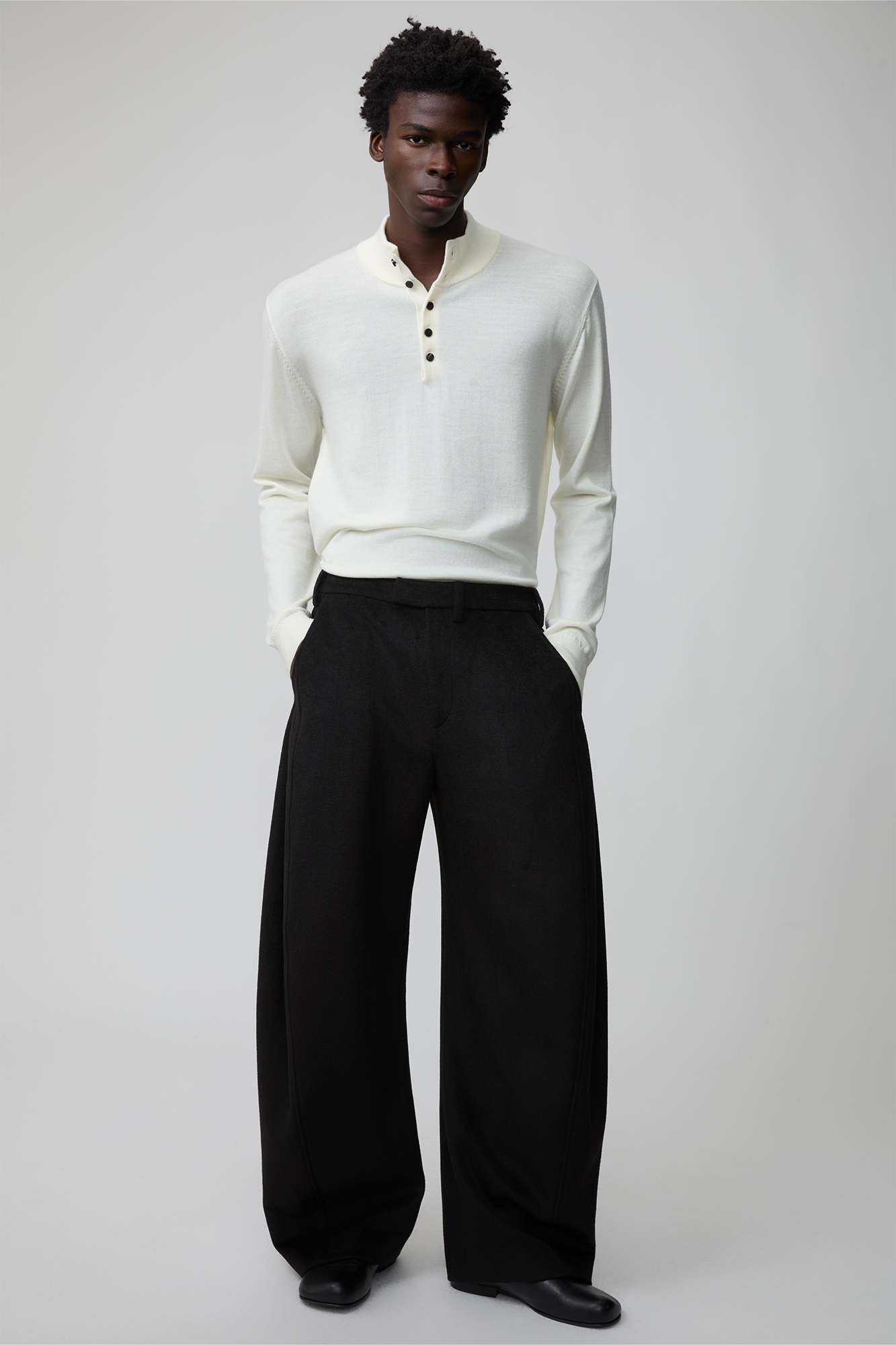 OPICLOTH Essential Wool-Blend Barrel Pants, premium urban and streetwear designers apparel on PROJECTISR.com, OPICLOTH