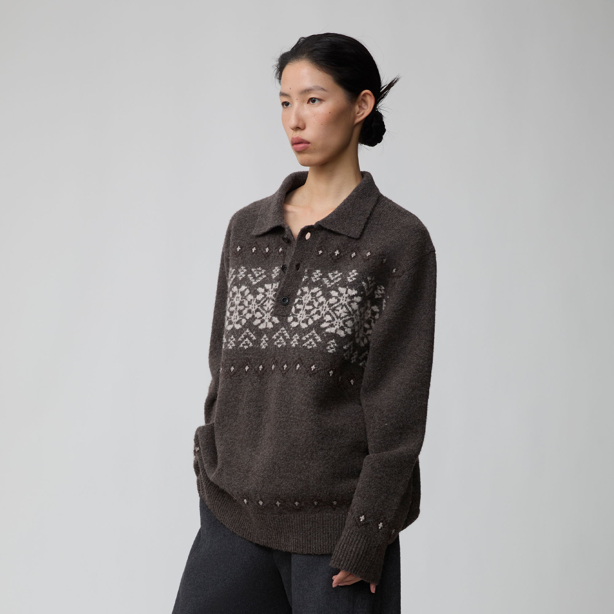 OPICLOTH Fair Isle Knit Polo Sweater, premium urban and streetwear designers apparel on PROJECTISR.com, OPICLOTH