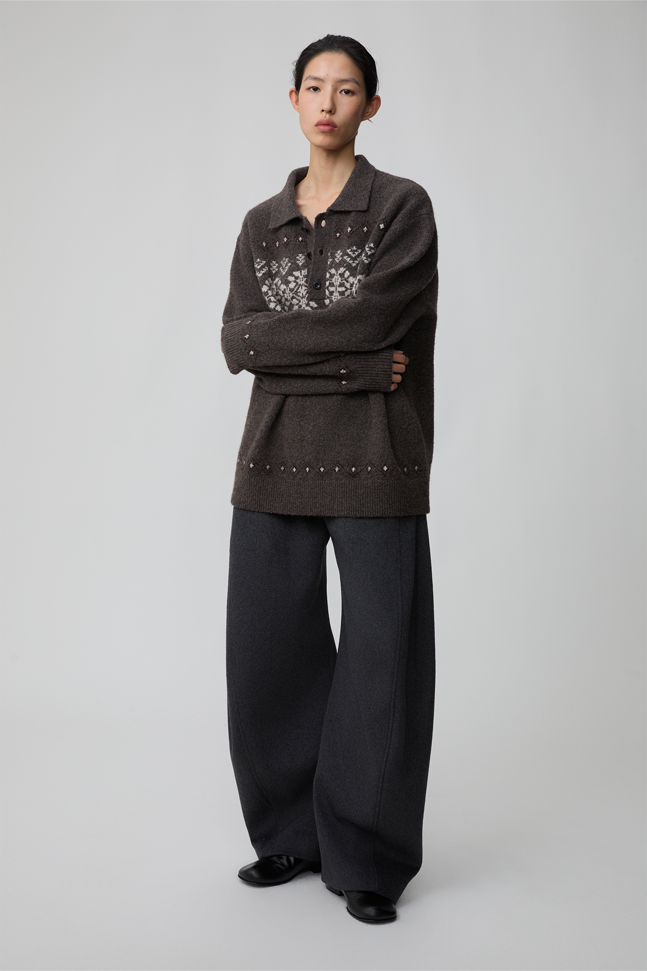 OPICLOTH Fair Isle Knit Polo Sweater, premium urban and streetwear designers apparel on PROJECTISR.com, OPICLOTH