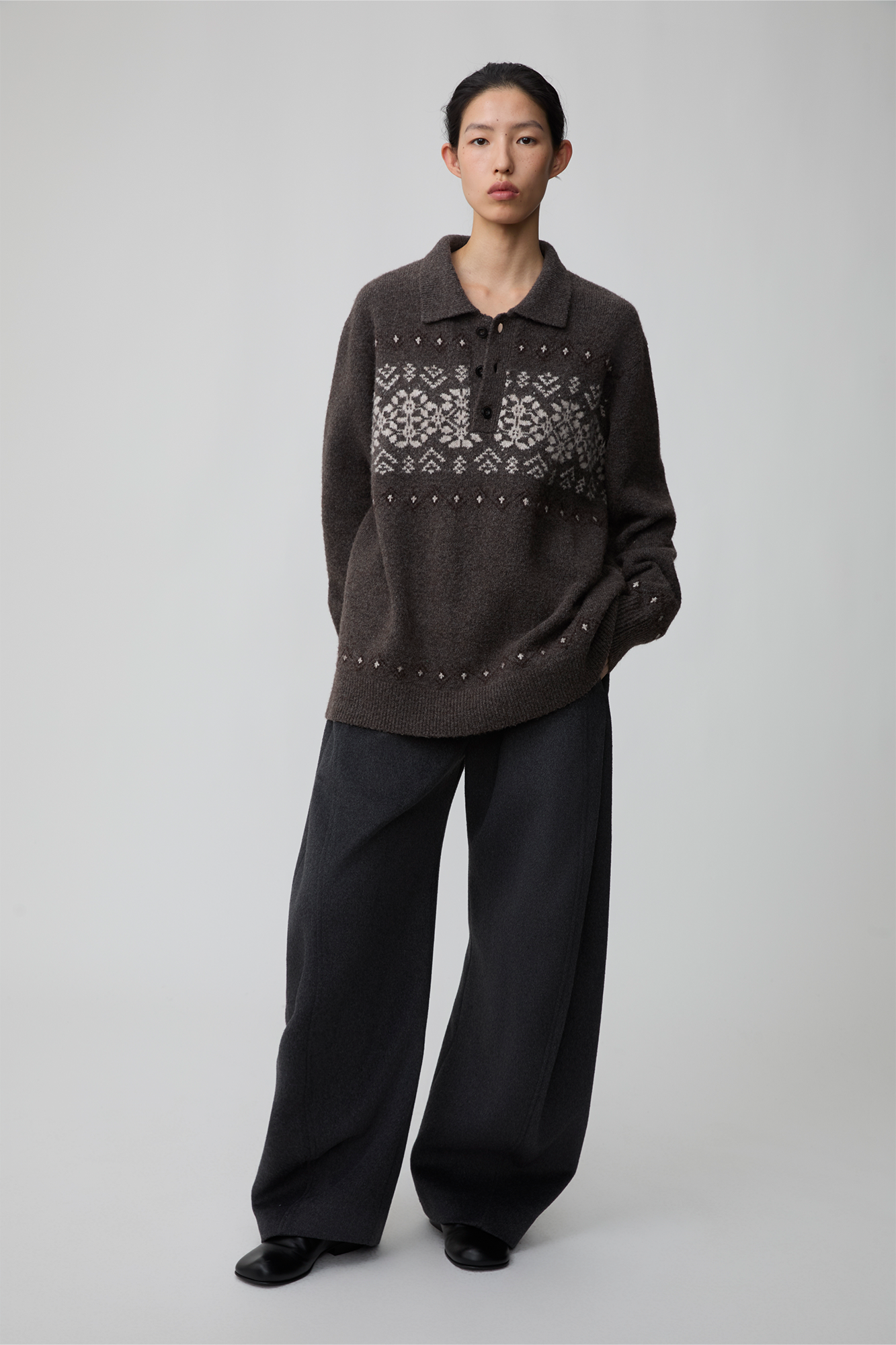 OPICLOTH Fair Isle Knit Polo Sweater, premium urban and streetwear designers apparel on PROJECTISR.com, OPICLOTH