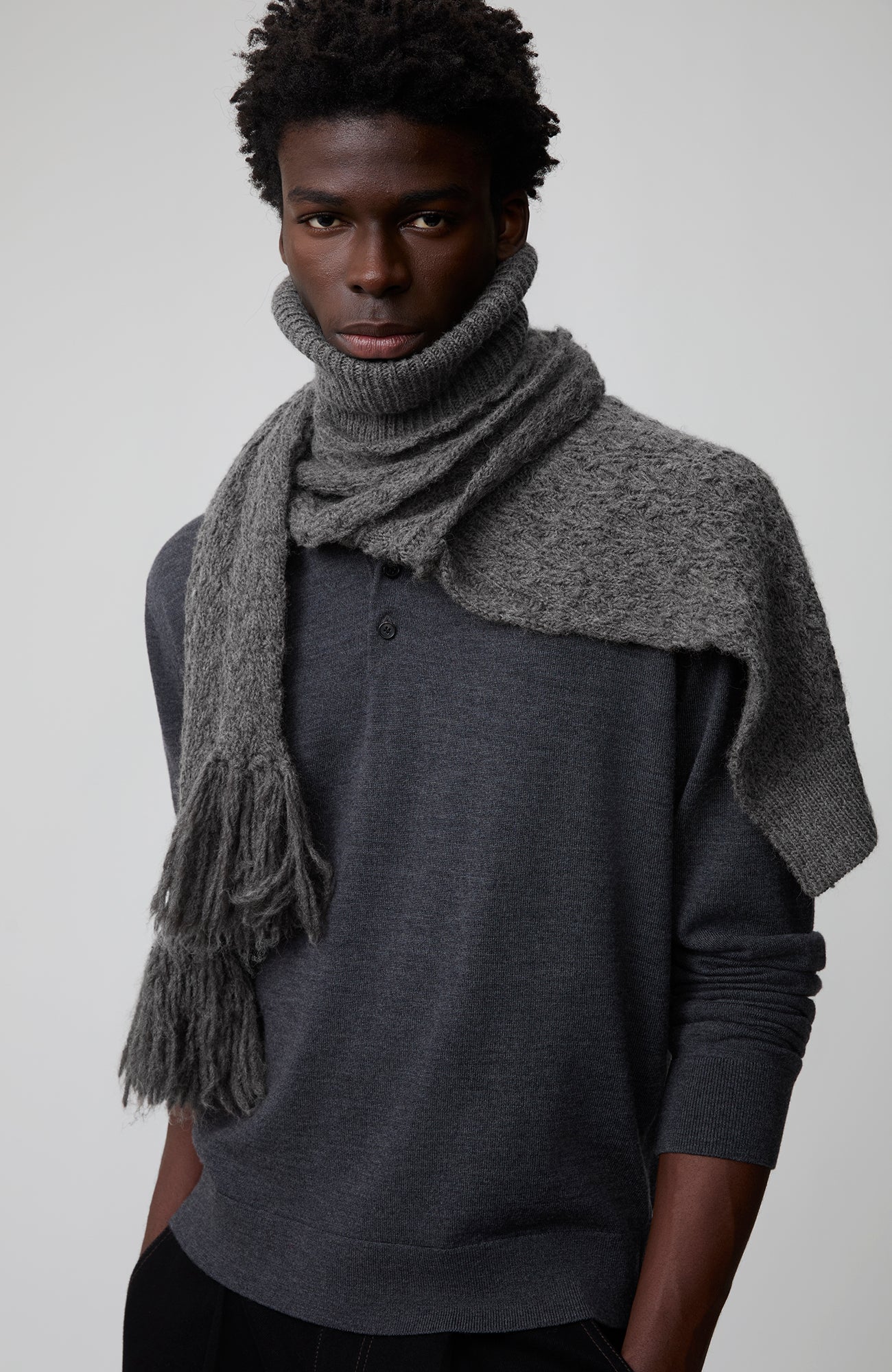 OPICLOTH Wool-Blend Fringed Shawl Scarf