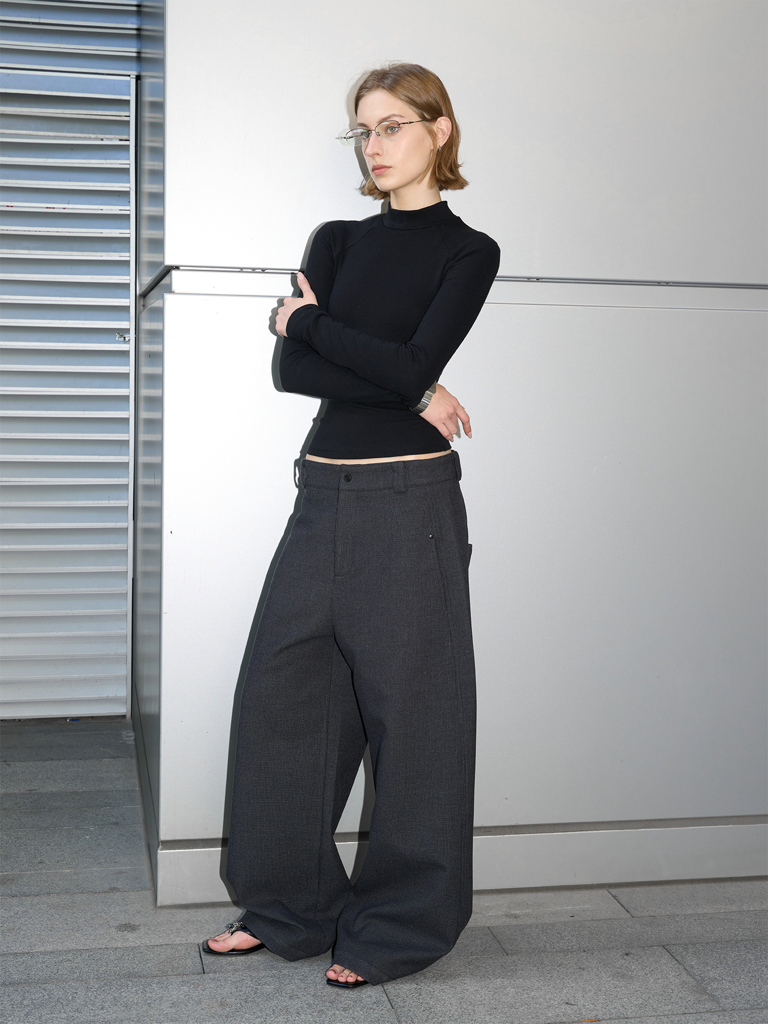 LABELROOM Pincheck Oversized Trousers