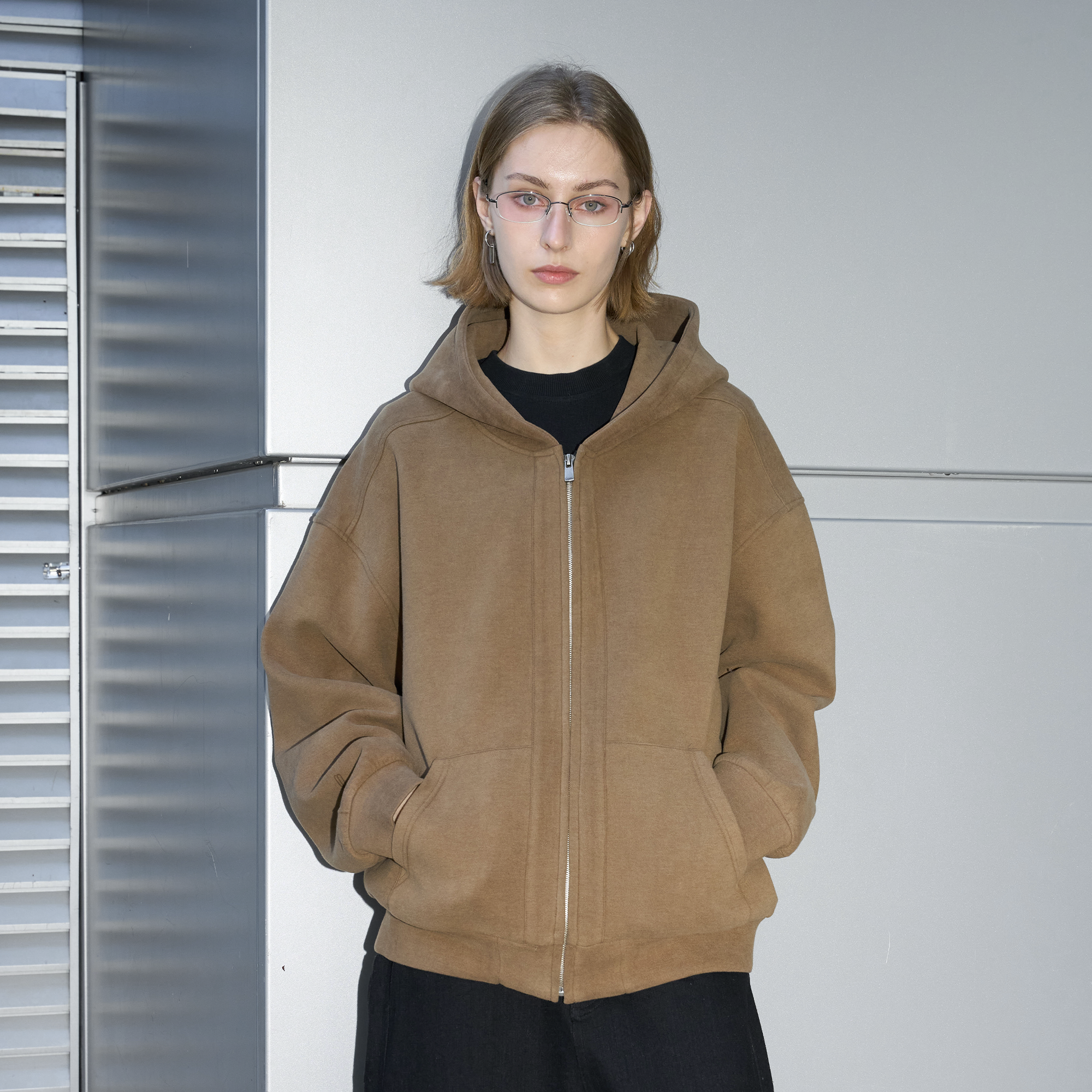 LABELROOM Washed Plush-Touch Hooded Jacket, premium urban and streetwear designers apparel on PROJECTISR.com, LABELROOM