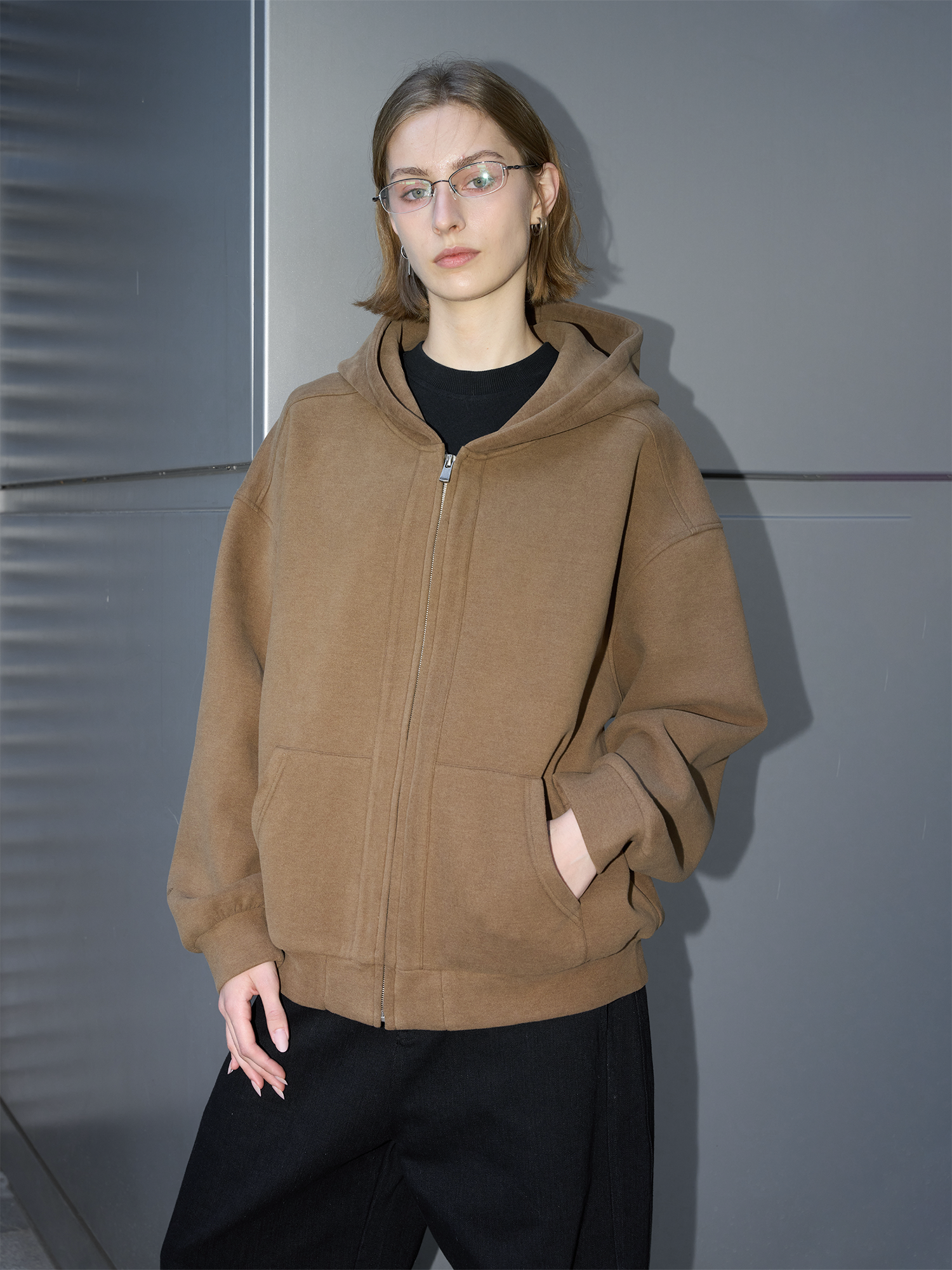 LABELROOM Washed Plush-Touch Hooded Jacket, premium urban and streetwear designers apparel on PROJECTISR.com, LABELROOM