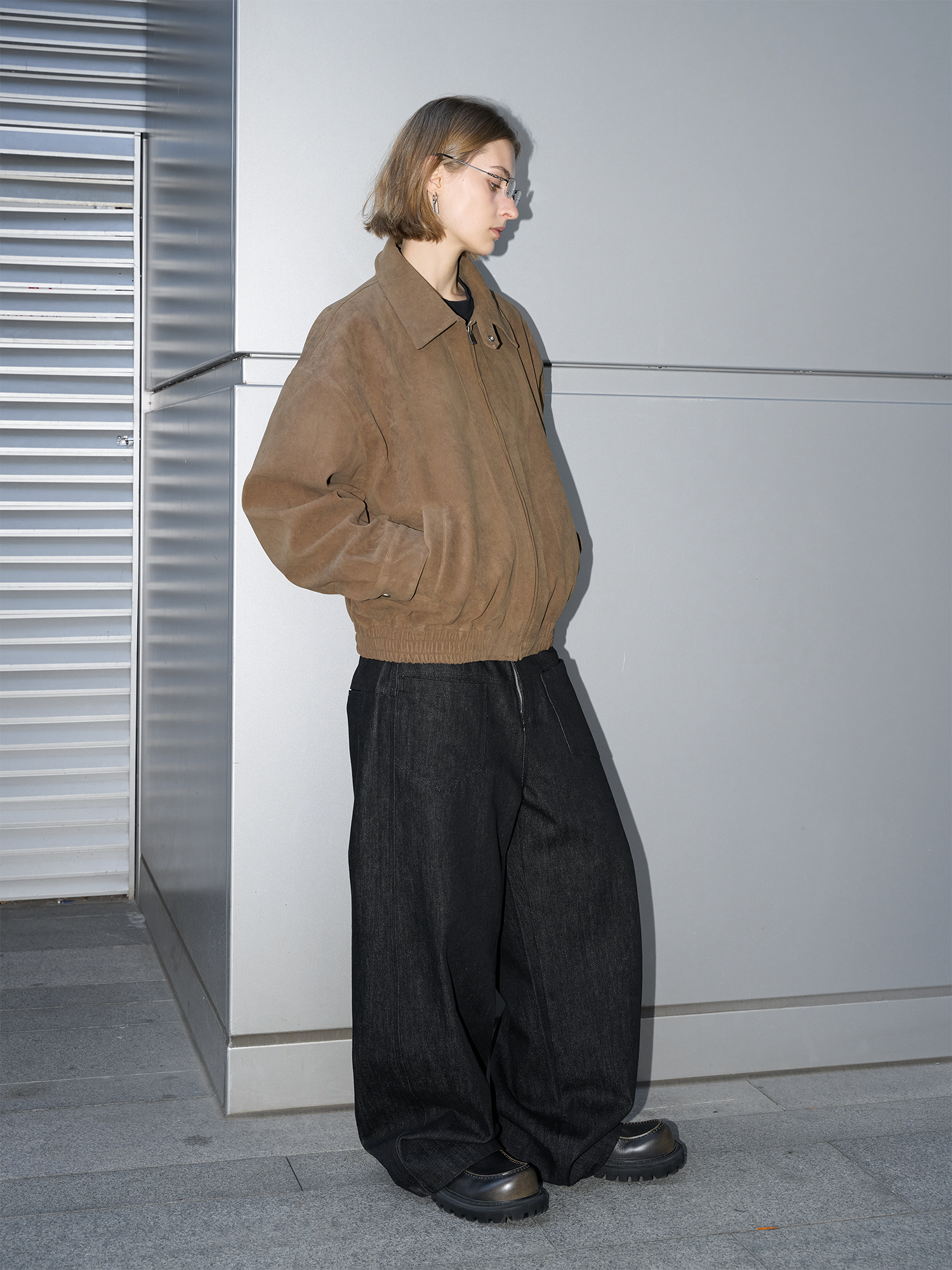 LABELROOM Paneled Faux-Suede Bomber Jacket, premium urban and streetwear designers apparel on PROJECTISR.com, LABELROOM