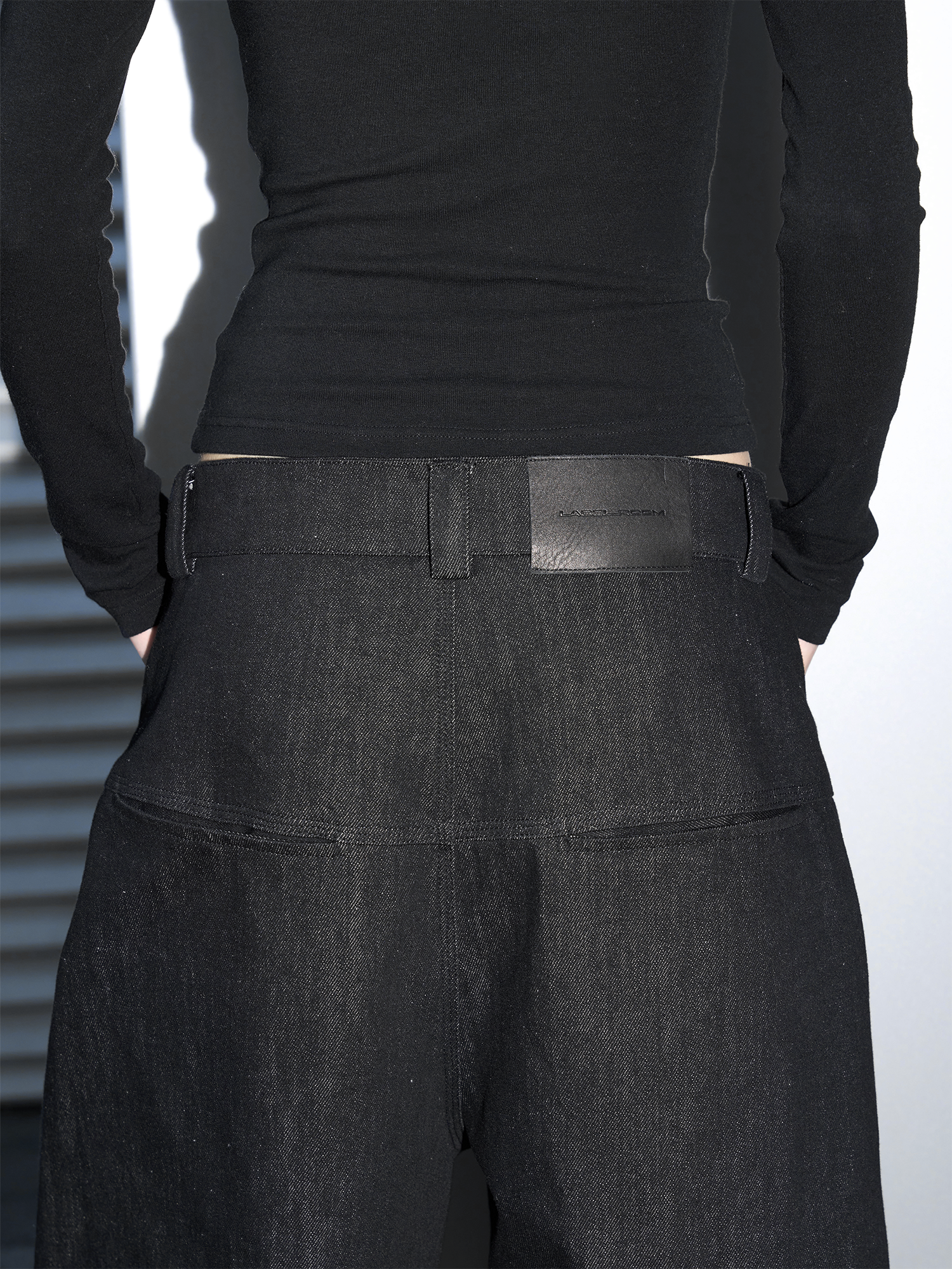 LABELROOM Washed Wide-Leg Raw Denim Pants, premium urban and streetwear designers apparel on PROJECTISR.com, LABELROOM