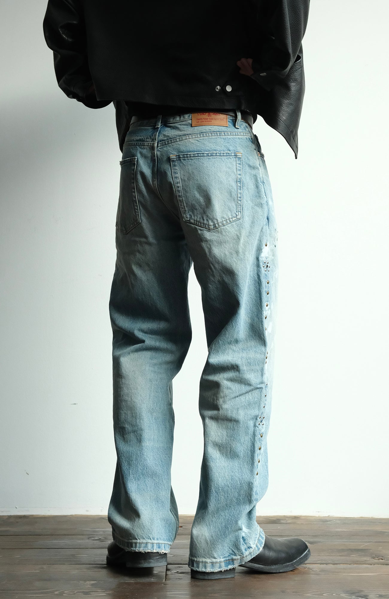NEIGBORL Paint Splatter Washed Denim Pants, premium urban and streetwear designers apparel on PROJECTISR.com, NEIGBORL