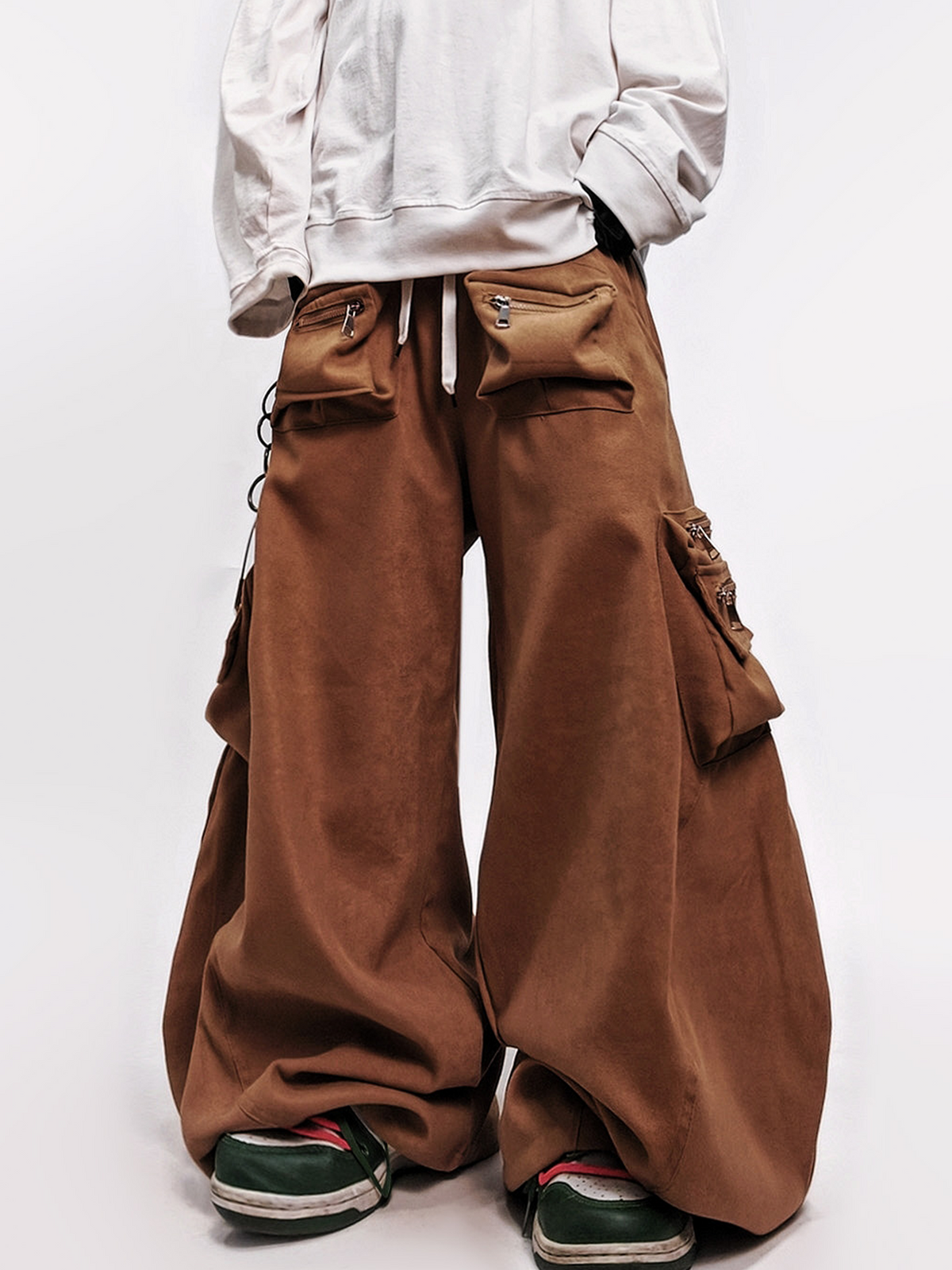 UUCSCC Curved Multi-Pocket Wide-Leg Cargo Pants