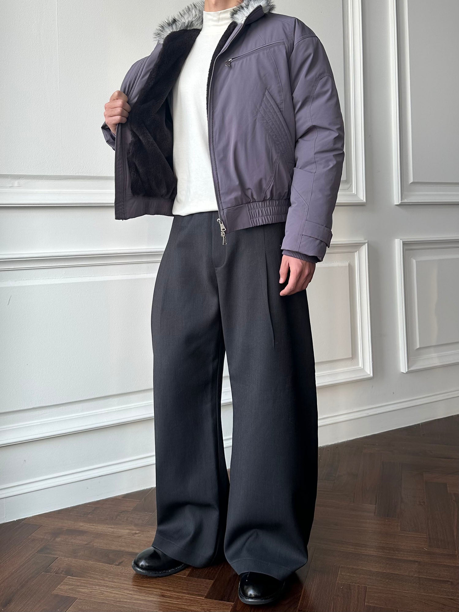 CATSSTAC Faux Fur Collar Waterproof Harrington Jacket