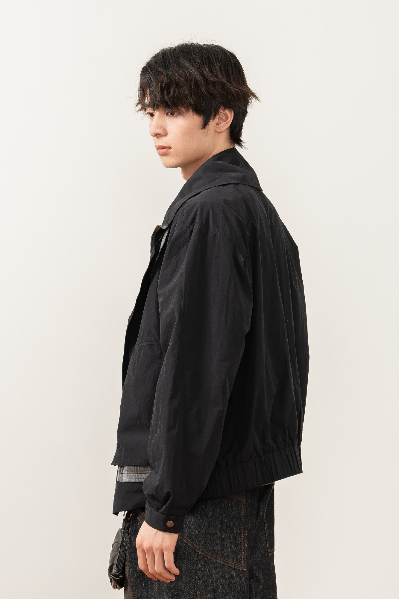 MOITIEDEPETALE Layered Plaid-Trim Jacket