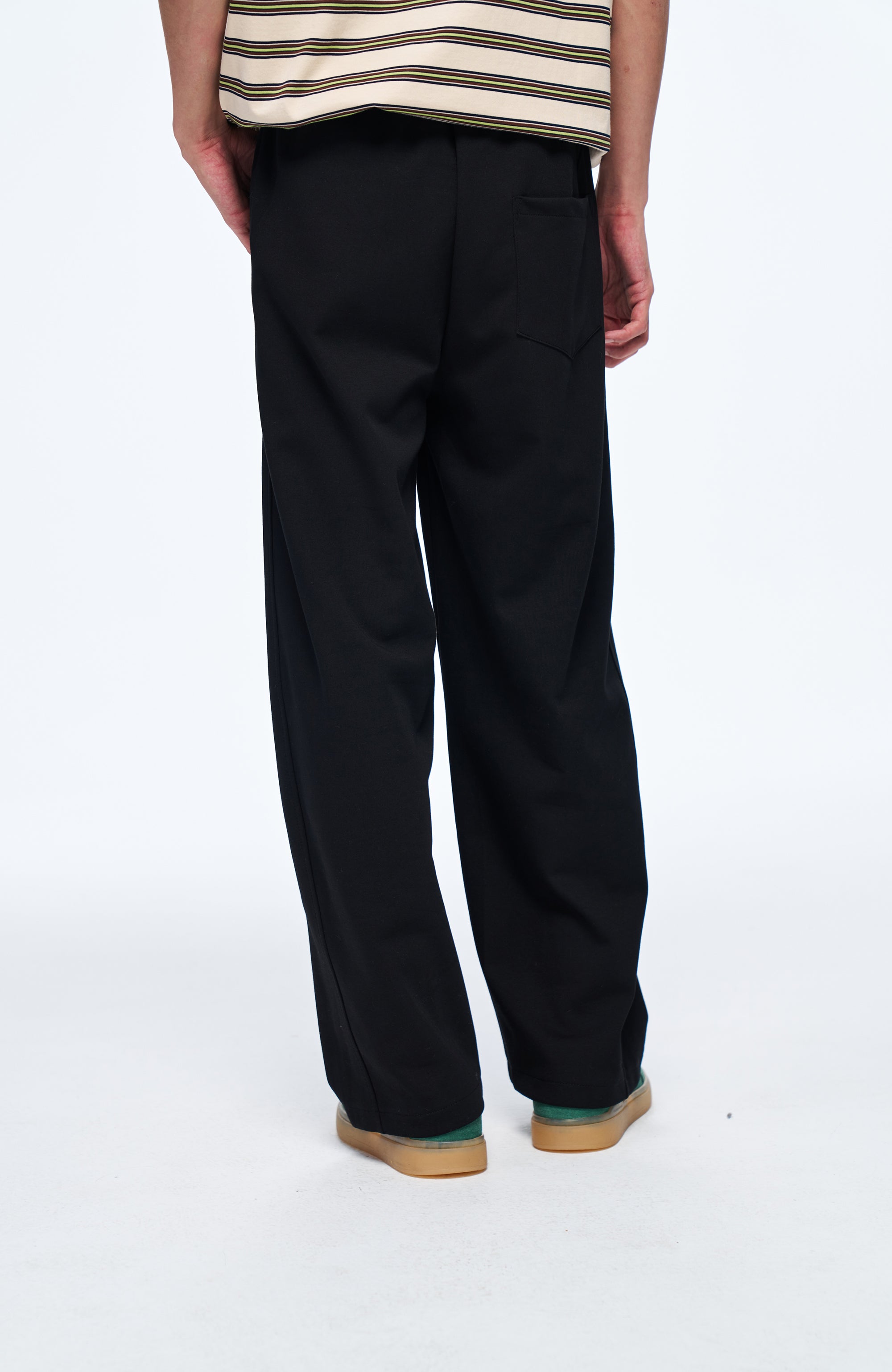 OVERLAPS Elastic-Waist Straight-Leg Pants Black, premium urban and streetwear designers apparel on PROJECTISR.com, OVERLAPS