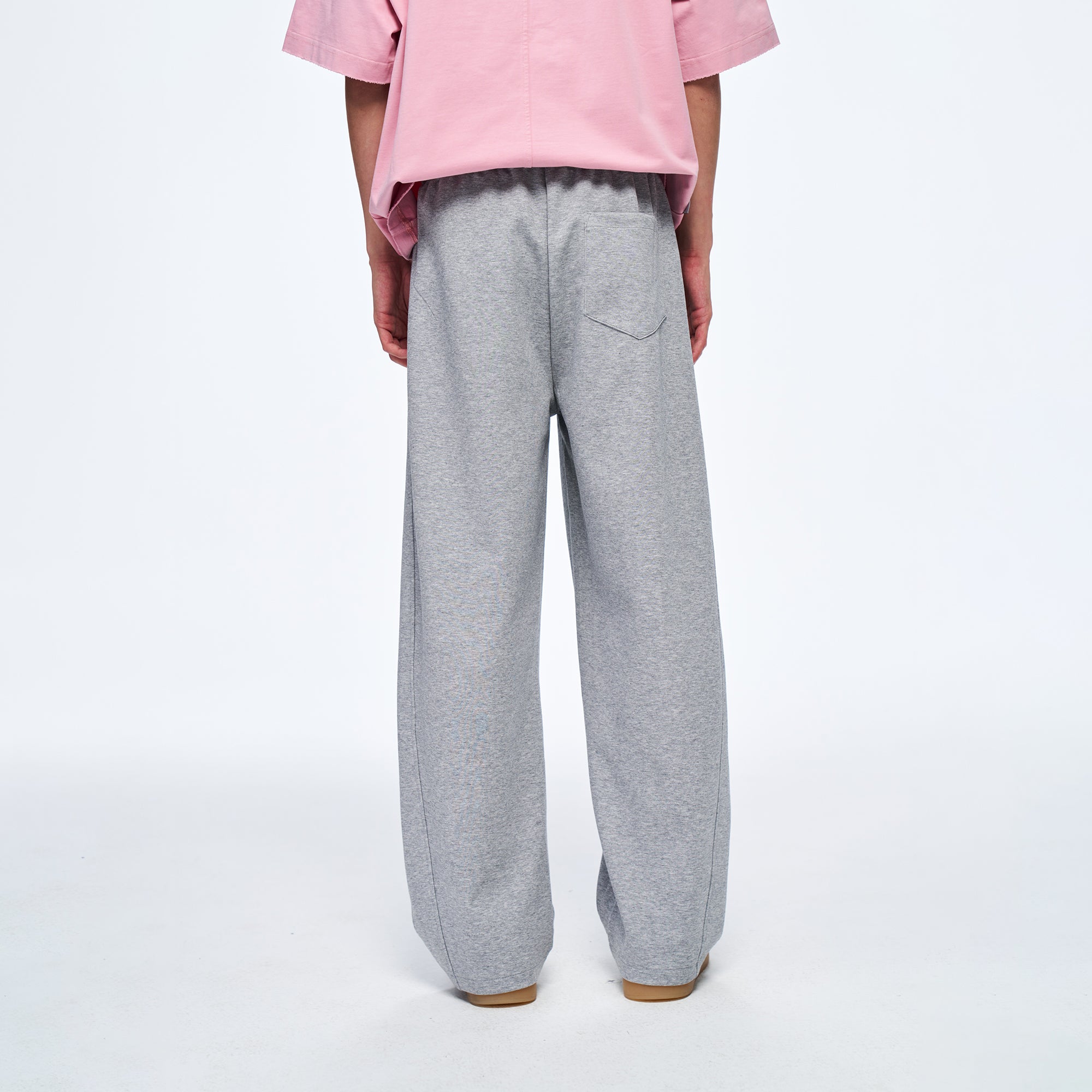 OVERLAPS Elastic-Waist Straight-Leg Pants Gray, premium urban and streetwear designers apparel on PROJECTISR.com, OVERLAPS