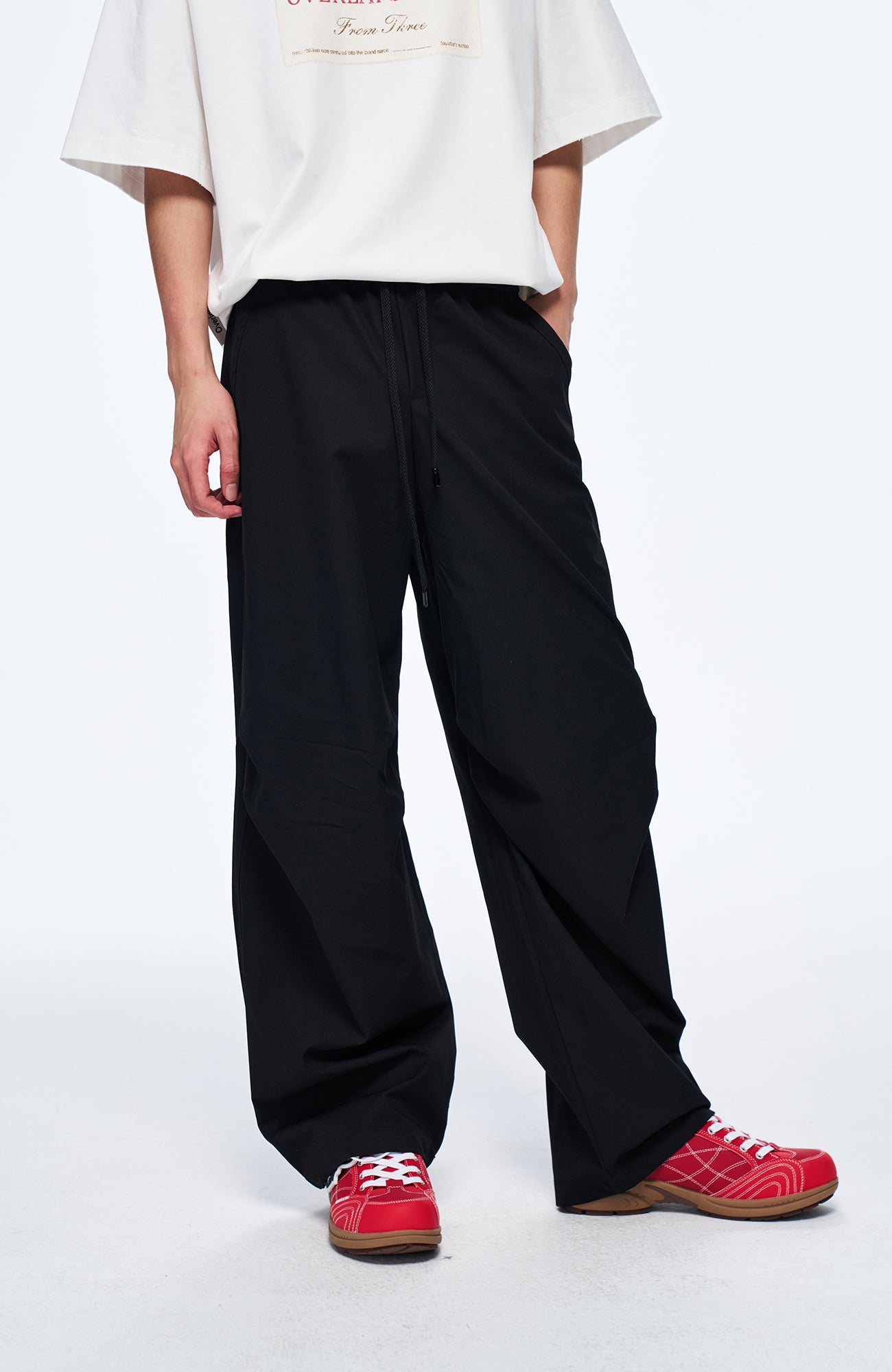 OVERLAPS Easy-Fit Straight-Leg Pants Black, premium urban and streetwear designers apparel on PROJECTISR.com, OVERLAPS